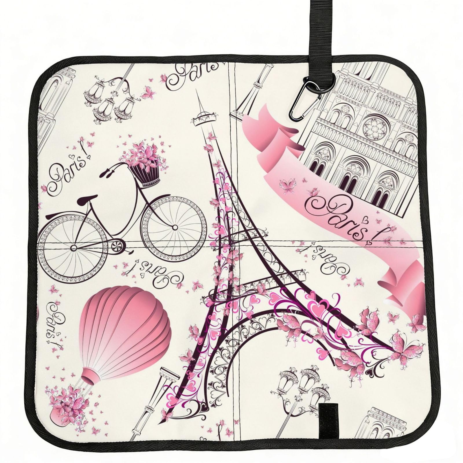 NImongt The Paris Tower And A Bicycle Print Portable Chair Pad Foldable Seat Cushion Outdoor Seating Office Picnic Camping