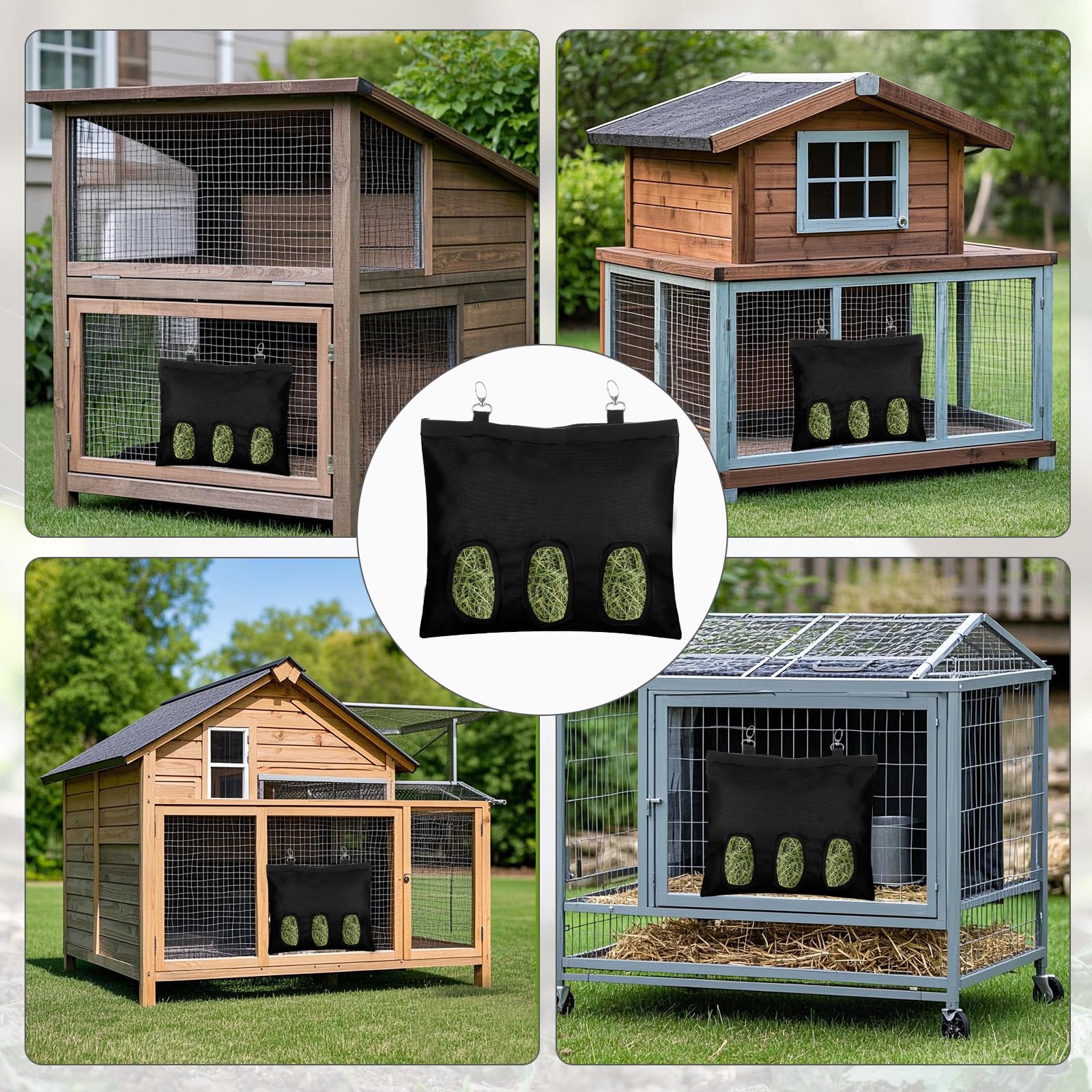 2 Pcs Rabbit Hay Feeder,Guinea Pig Hay Feeder,13×10.8 Inch Guinea Pig Bag,Small Animal Feeding Bag for Rabbits, Hamsters, Hedgehogs (3 Holes,Black) - image 6