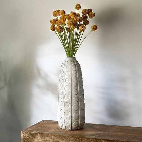 Miniatura 6 de Mikasa Jarrón de cerámica texturizado de punto blanco en relieve, 6.1x6.1x15.35 pulgadas