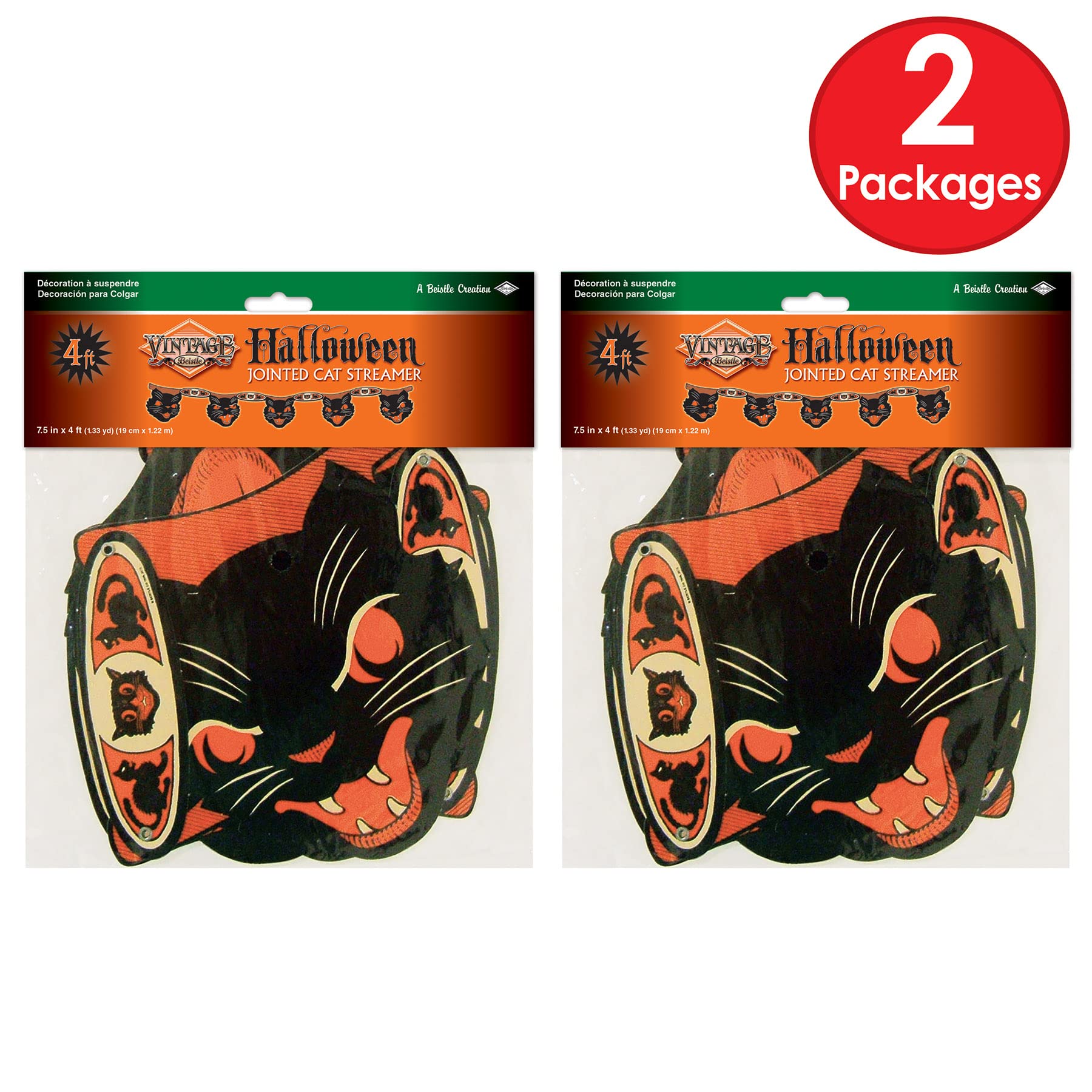 Lot De 4 Streamers Silhouette Halloween Vintage - Décoration Maison Hantée - Style Gothique - Multicolore - Neuf
