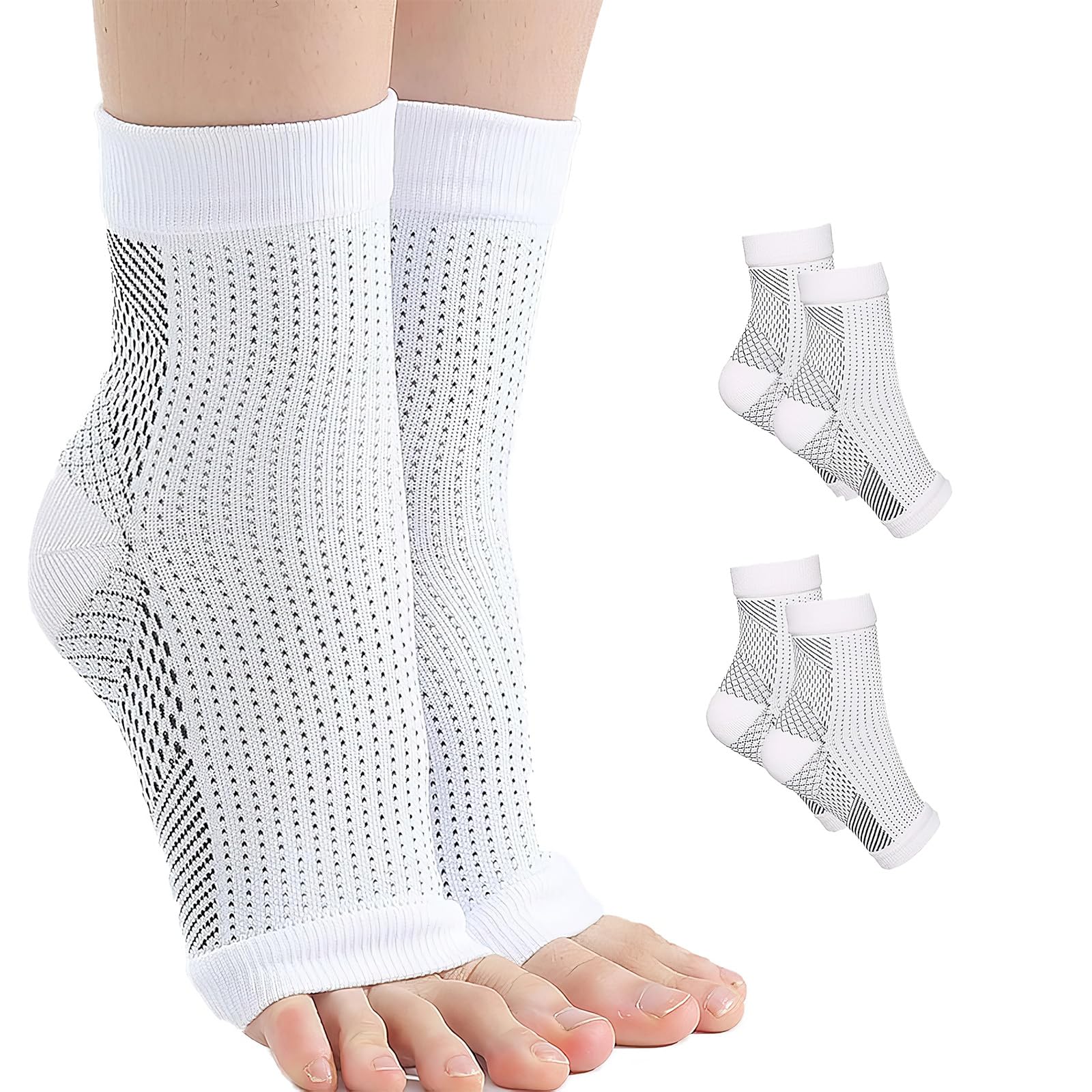 2 Paires Chaussettes pour Neuropathie Chevillere Entorse Chaussettes Chevillere De Maintien Sport Attelle Cheville pour Hommes Femme Protege Cheville for Football Basketball Running Hiking
