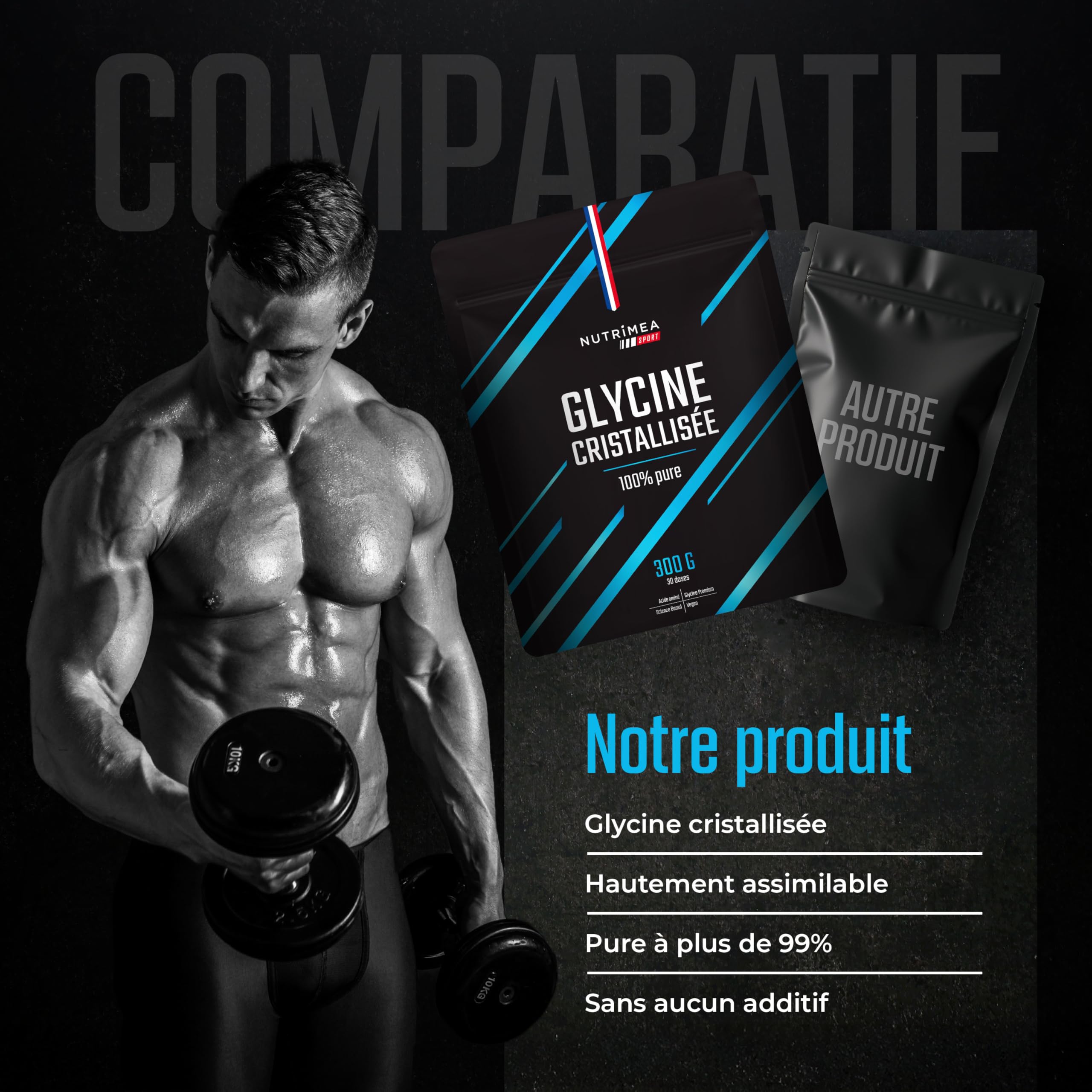 Glycine Pure Nutripure 1,2 Kg - Acide Aminé Végan Pour Articulations & Collagène - 120 Doses