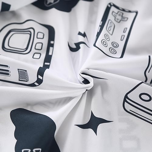 Miniatura 7 de Juego de sábanas tamaño Queen de 3 piezas, color azul oscuro y blanco, juego de cama en una bolsa, suave y transpirable, linda ropa de cama para