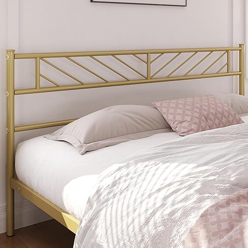 Miniatura 8 de Yaheetech Base de cama de plataforma tamaño King con cabecera de diseño de flecha, base de colchón de metal de 13 pulgadas para almacenamiento, no