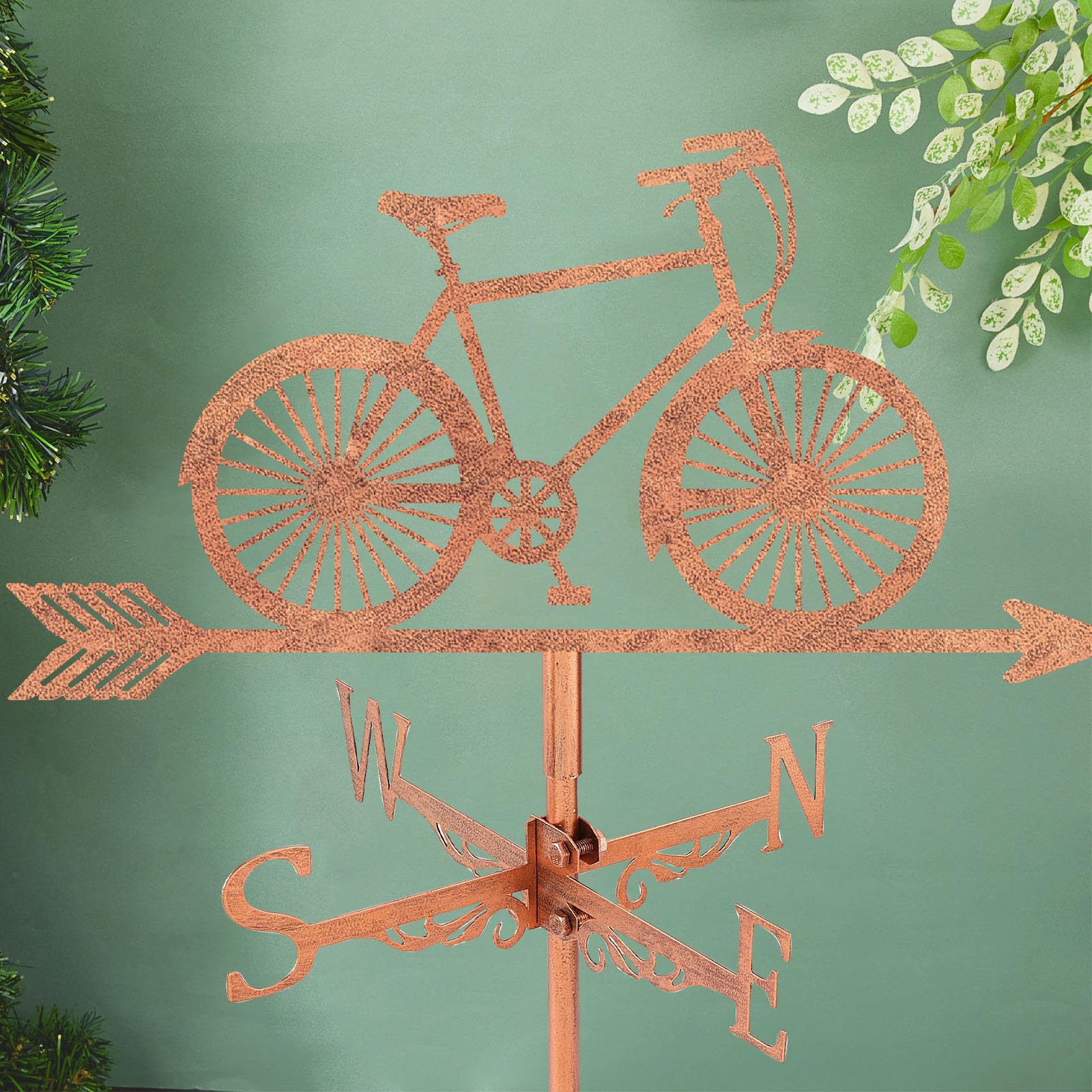 SUPERDANT Girouette de Jardin Exterieur de Vélo de Route Girouette en Métal pour Vélo Girouettes de Vélo en Cuivre Panneaux Décoratifs de Direction du Vent Deco Exterieur de Ferme