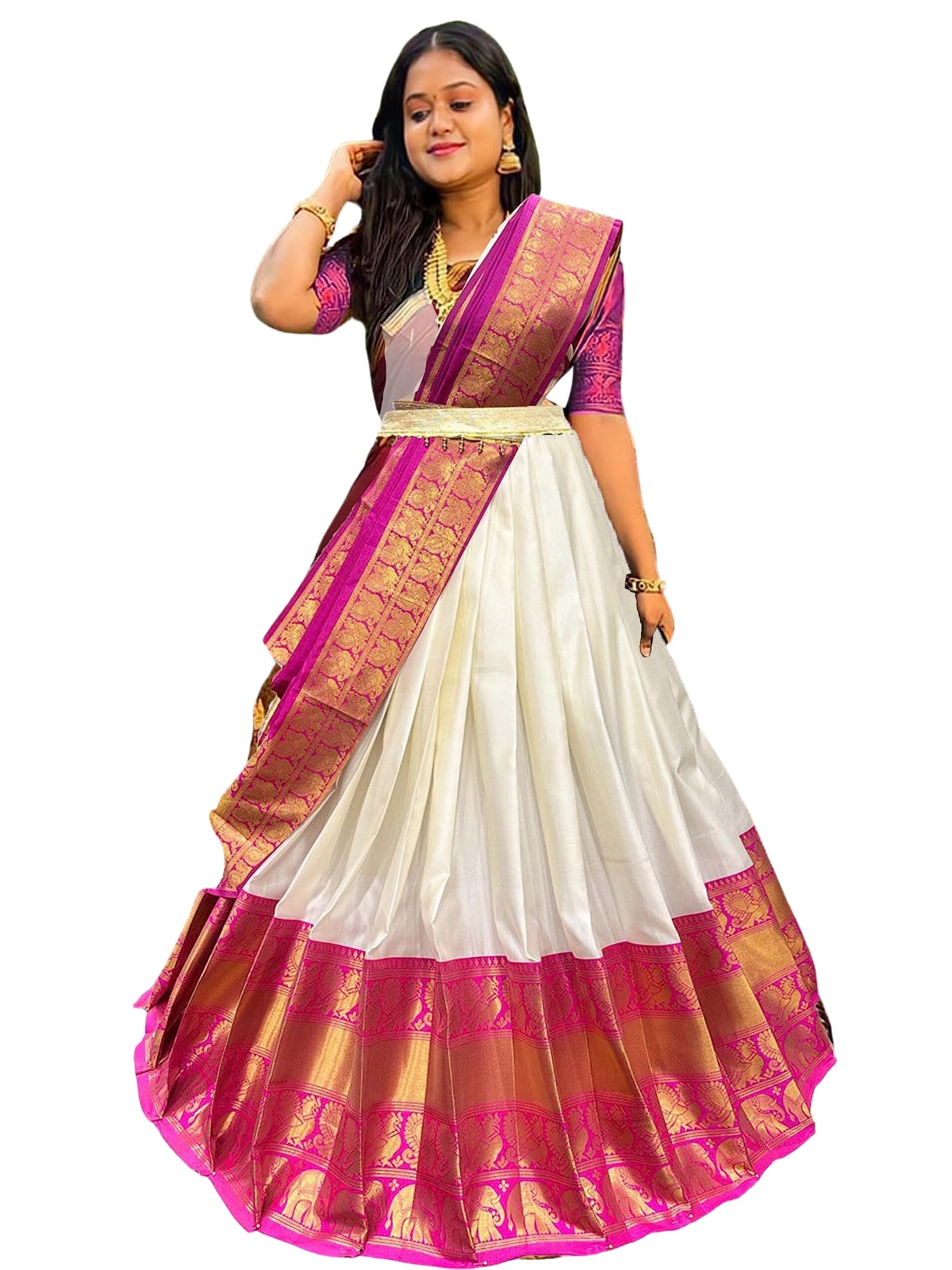 South indian Traditional Unstitched Narayanpet Half Sareee