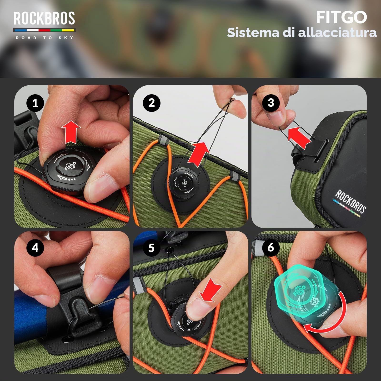 ROCKBROS Road to Sky Borsa Tubo Telaio Triangolo, Borsa Bicicletta Impermeabile per MTB Bici da Corsa, Triangolare da Telaio, Facile Installazione, Grande Capacità 2L