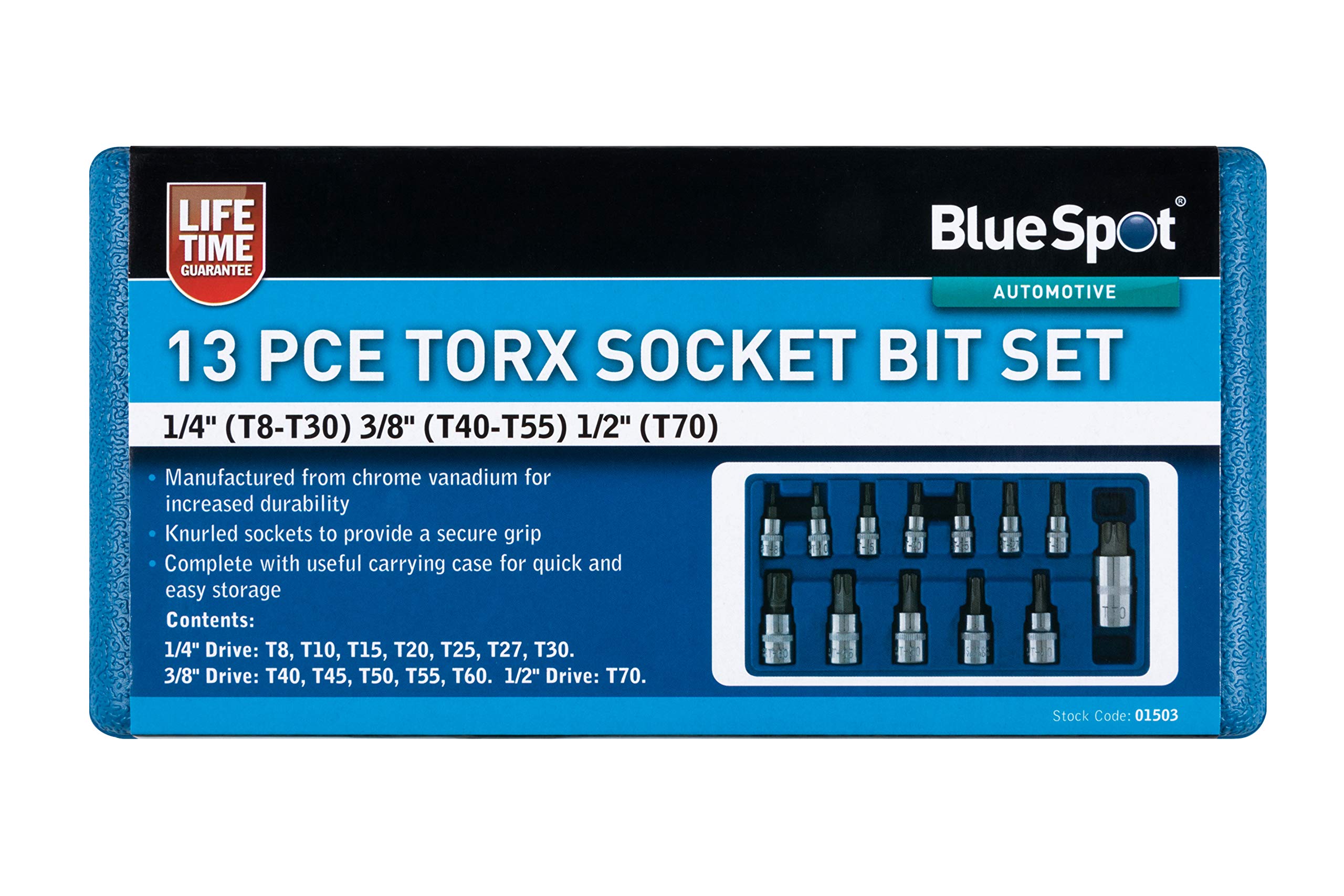 Blue Spot Tools Tools 01503 Torx Socket Bit Set (T8-T70)