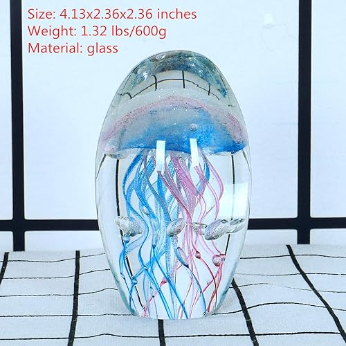 Miniatura 2 de EUSTUMA Adorno de figura de medusa de vidrio soplado a mano, adorno de animales marinos para acuario de pecera, colección de animales marinos para