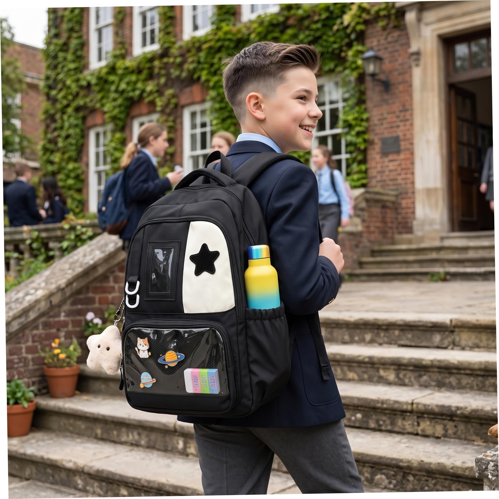 Borsa Ita per la scuola Borsa Kawaii fai da te con ciondolo a stella, nera