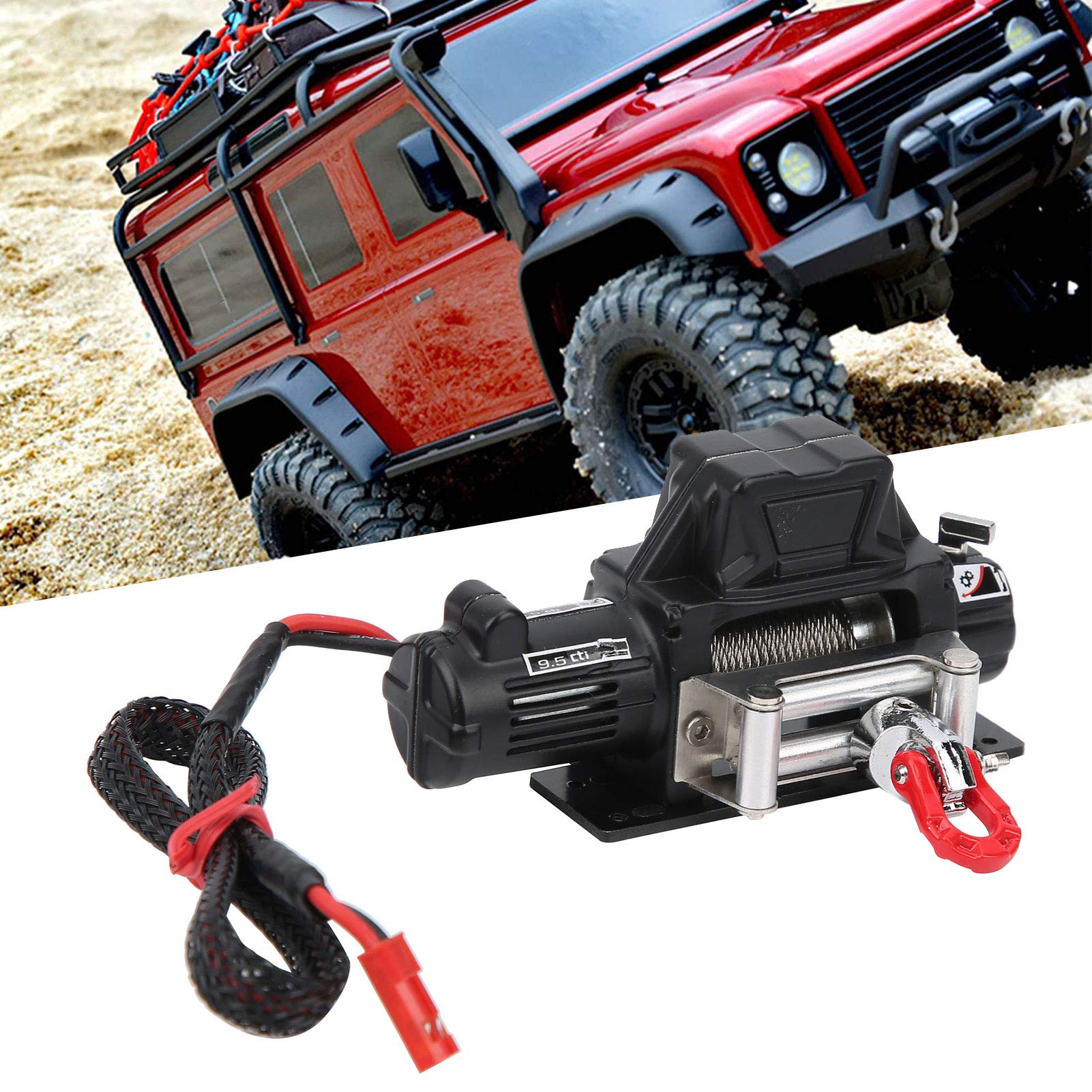RC Crawler Winch Kit, RC Winch Fernbedienung RC Zubehör Kompatibel für CC01 SCX10 / D90 TF2 1/10 RC Axial Car(schwarz)
