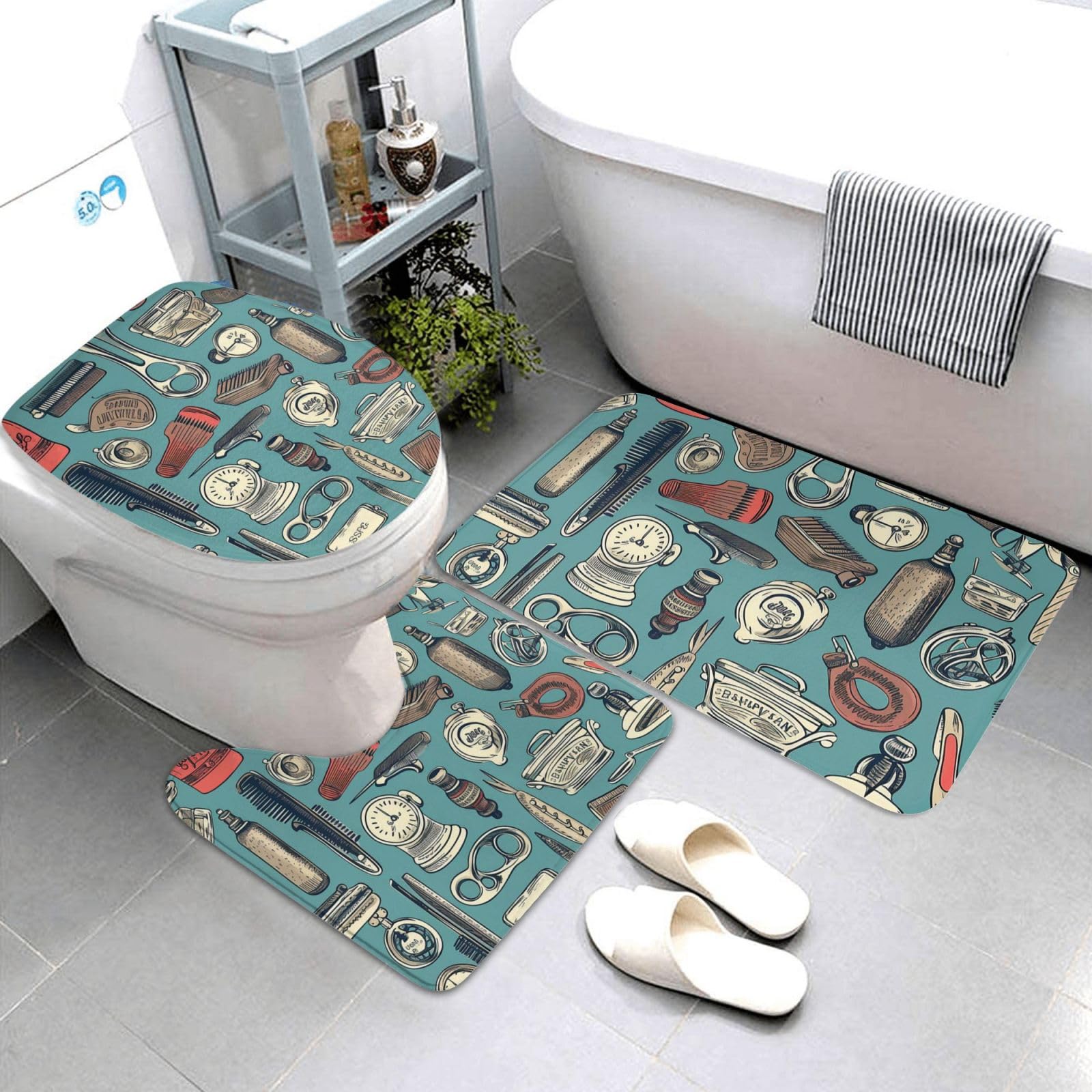 Tapis de douche super absorbant lavable tapis de bain antidérapant WC 3pcs