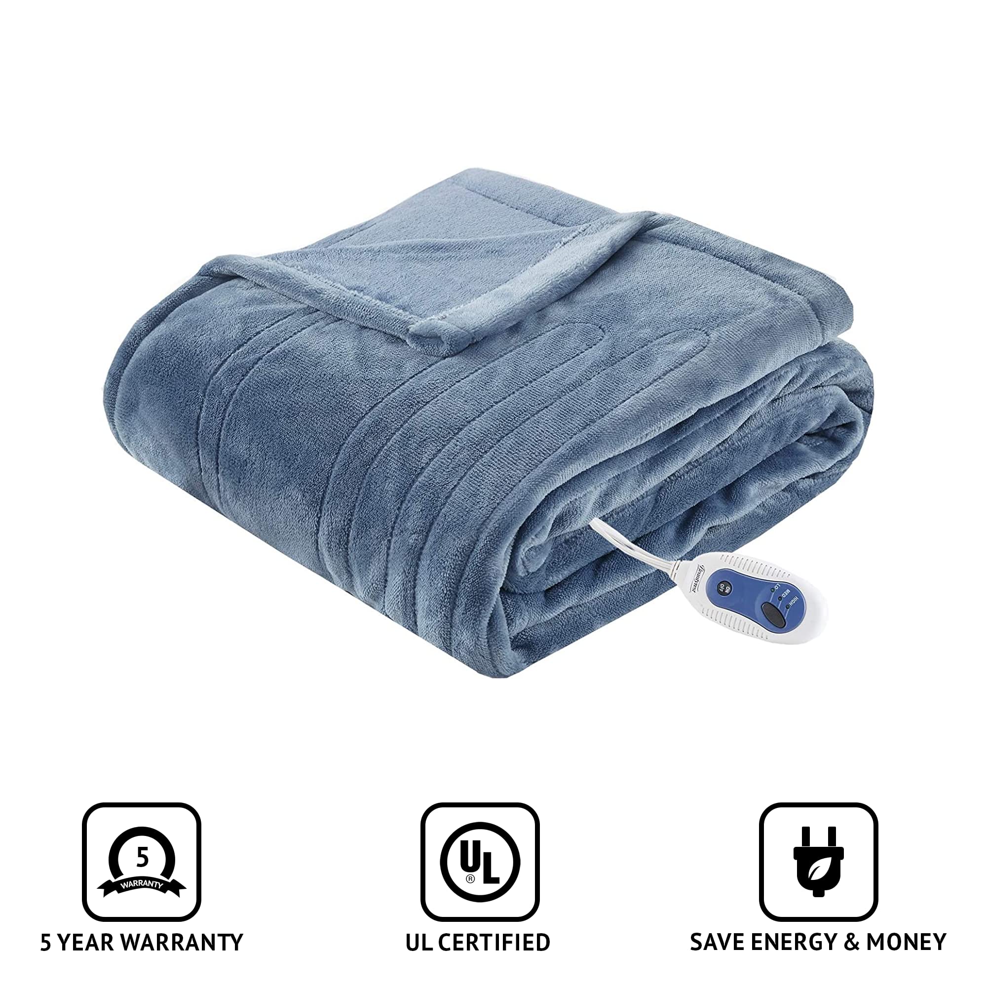Amazon.com: Beautyrest Heated Electric Blanket for Cold Weather, Fast Heating  Heated Blanket, Auto Shut Off, Virtually Zero EMF, Multi Heat Setting, UL  Certified, Sapphire Throw (60 inx70 in) : Home u0026 Kitchen