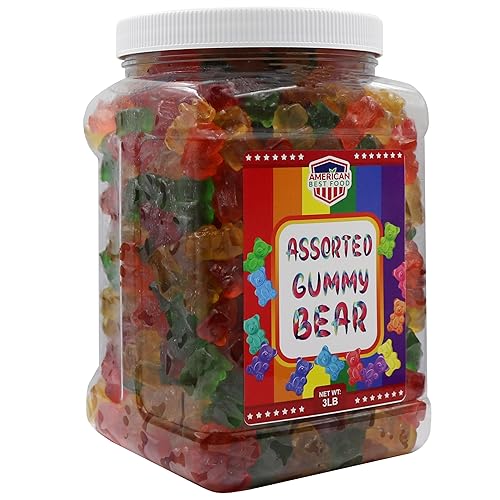 American Best Food Surtido de 6 colores Rainbow Gummy Bears Jar (3 lb)