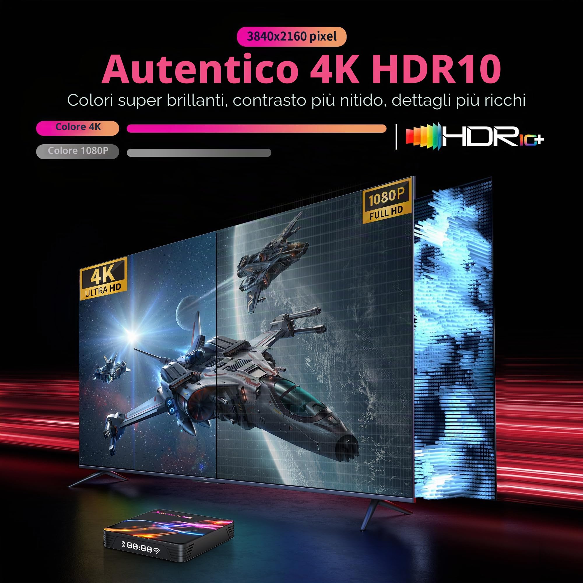 GREVA 8K Android 14.0 TV Box 2026, 8K Android Box 4 GB RAM 64 GB ROM Smart TV Box RK3528 unterstützt Chipsatz 2,4 GHz/5,0 GHz Dual WiFi6 HDR10 BT5.0 USB3.0 Ethernet LAN 3D HD Internet TV Box Bluetooth
