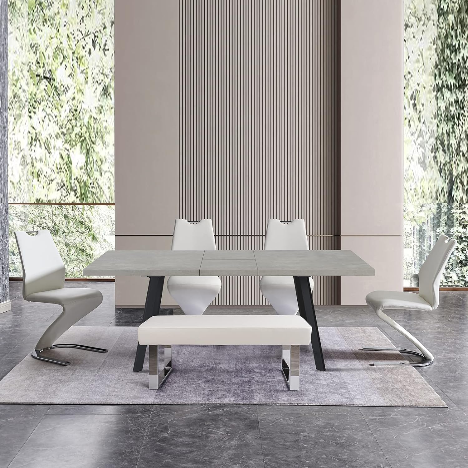 Zerifevni 6 Piece Dining Table Set for 6, Wood Kitchen