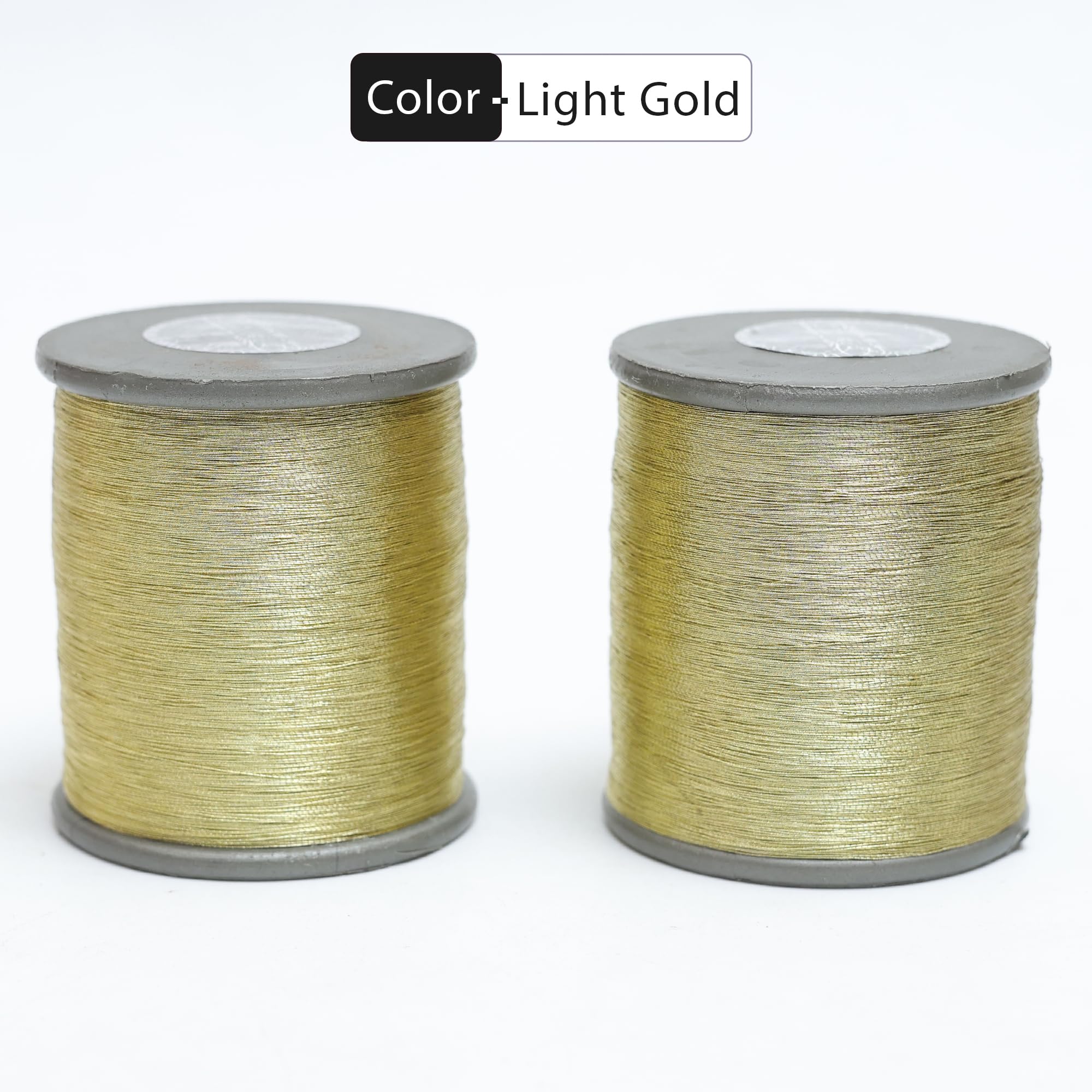 Embroiderymaterial Metallic Zari Thread for Embroidery, sewing and jewelry making, Gold Color, 0.1MM(Pack of 2 Roll),95gram 3