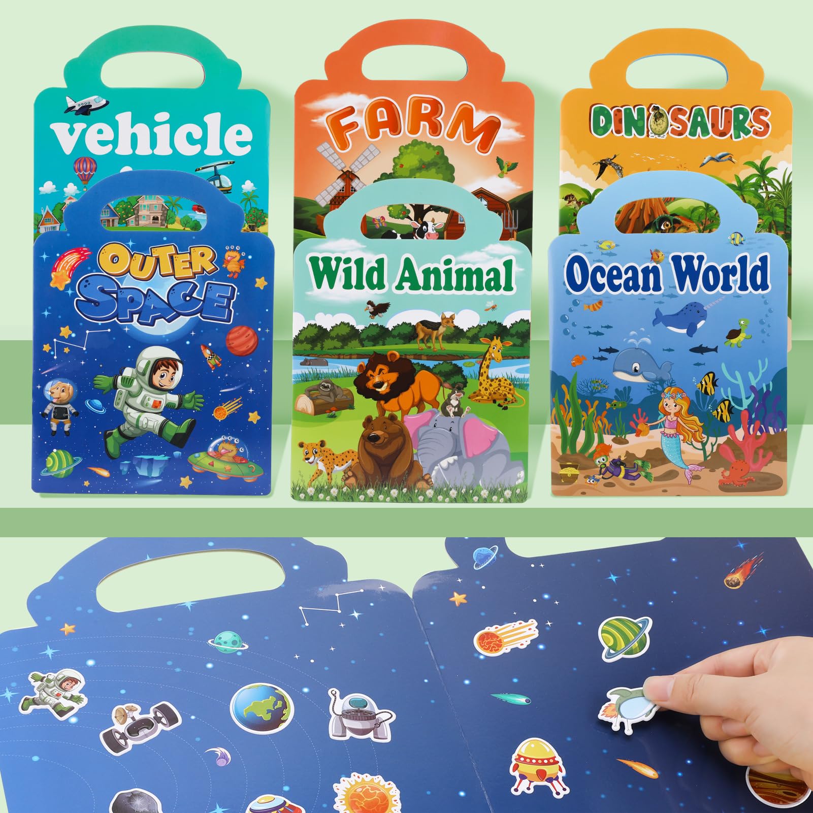 GSrenyu 6 Pack Reusable Sticker Book for Kids 3D Puffy Stickers for Kids Educational Sensory Learning Travel Toy Ideal Present for Boys Girls - Image 3