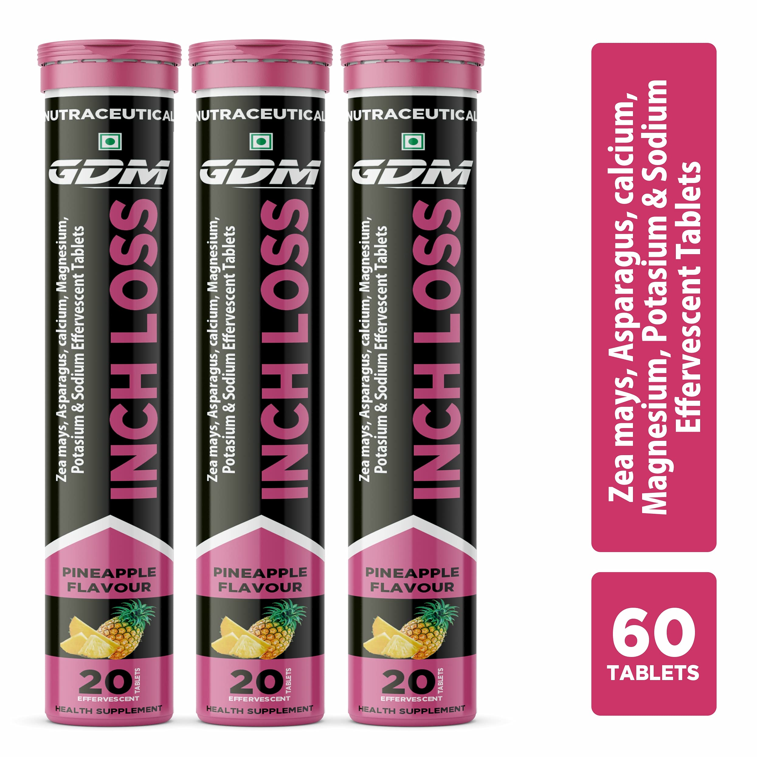 INCH LOSS - ZEA MAYS, CALCIUM, MAGNESIUM, POTASSIUM & SODIUM - PINEAPPLE FLAVOUR (PACK OF 60 TABLETS)