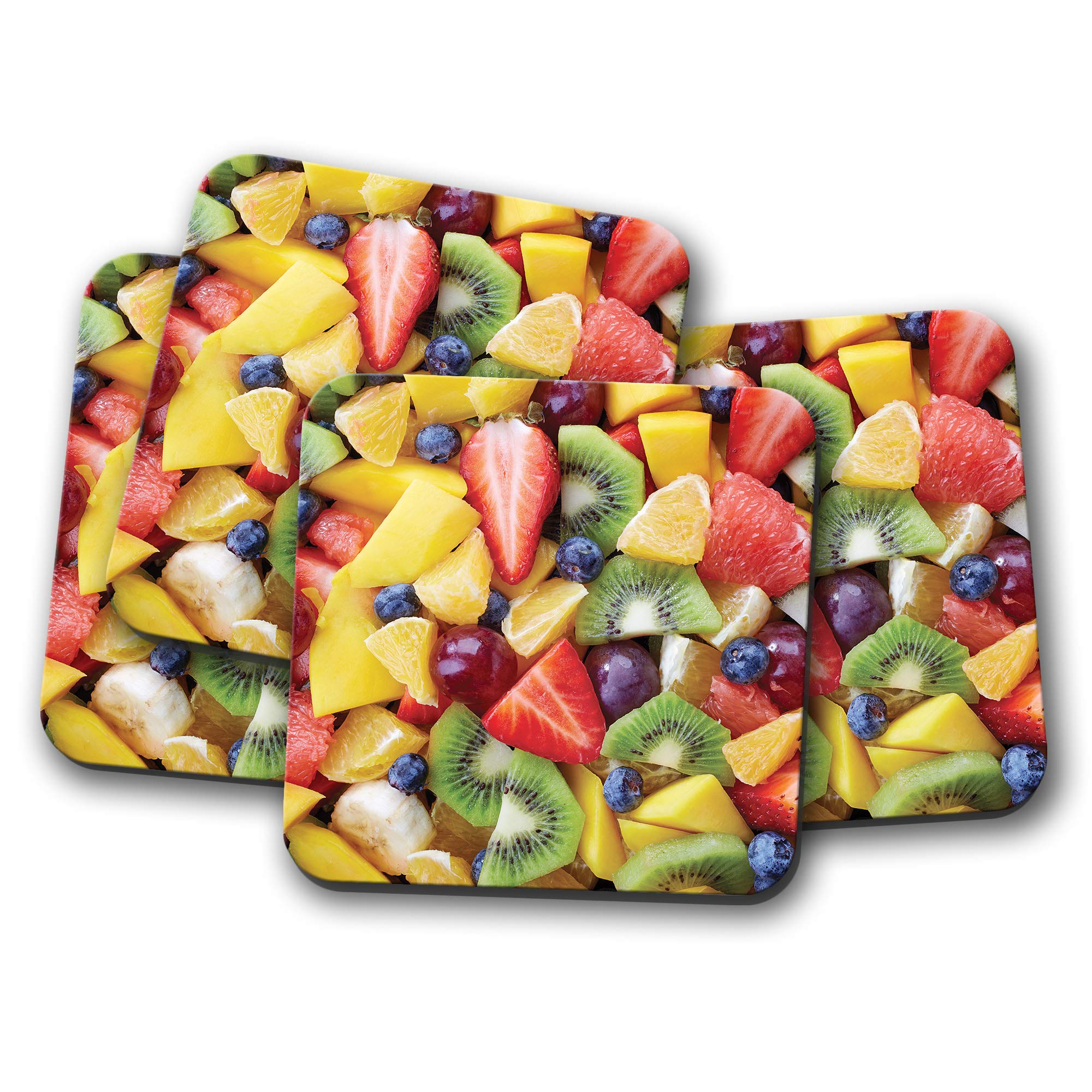 4 Set - Fruit Salad Coaster - Food Restaurant Diet Healthy Kiwi #8655