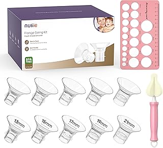 Nuliie Silicone Flanges Insert Replacement Kit, Flange Sizing Kit for Electric Breast Pumps, Pumping Essentials for Moms, 13/15/17/19/21mm for 24mm Flange/Shield, 10PCS