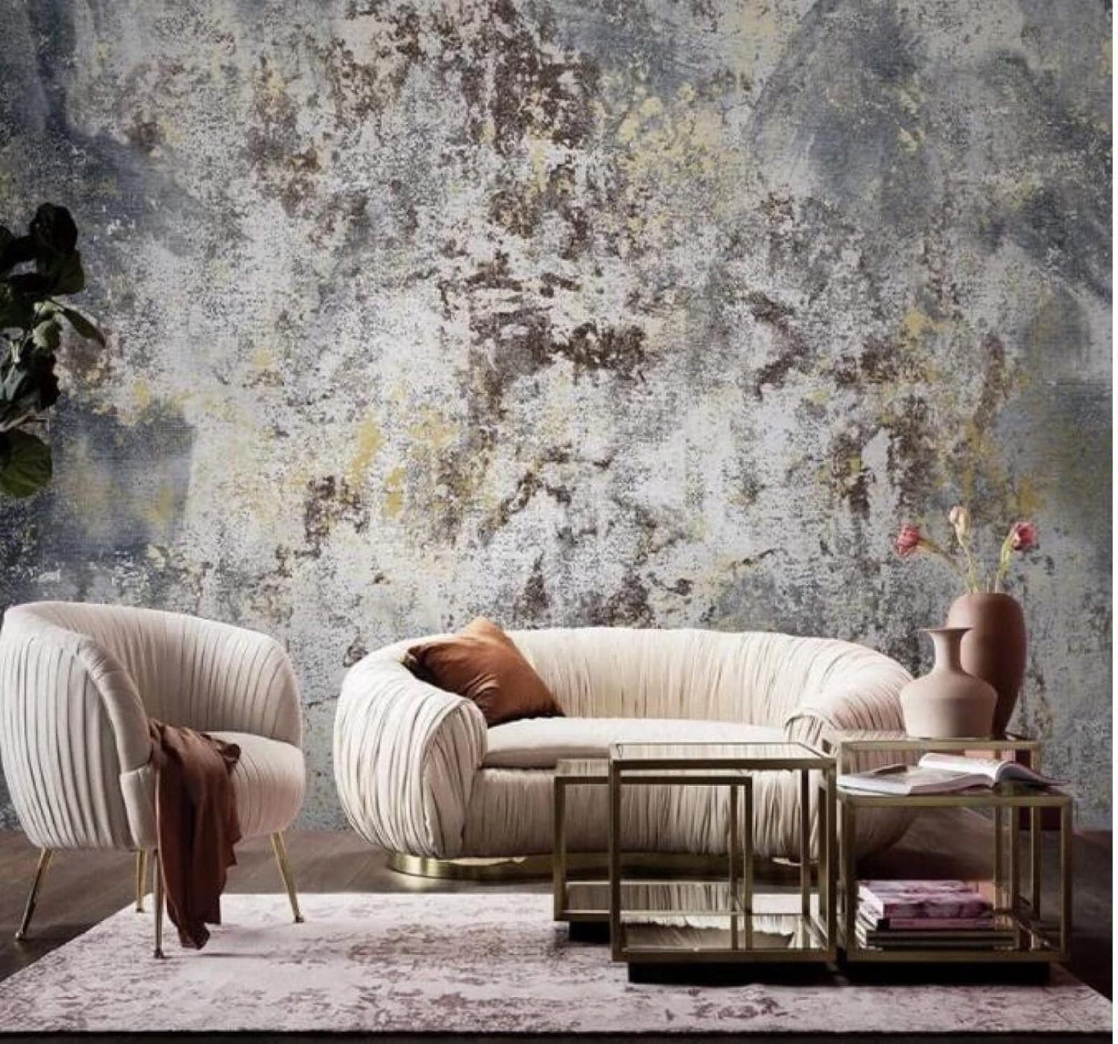 XLMING Abstract Retro Nostalgic Weathered Concrete Wall 3D Wallpaper Luxury Silk Study Dining Feature Sofa Grey Bedroom Living Room Tv Decorative Wall-400cm×280cm