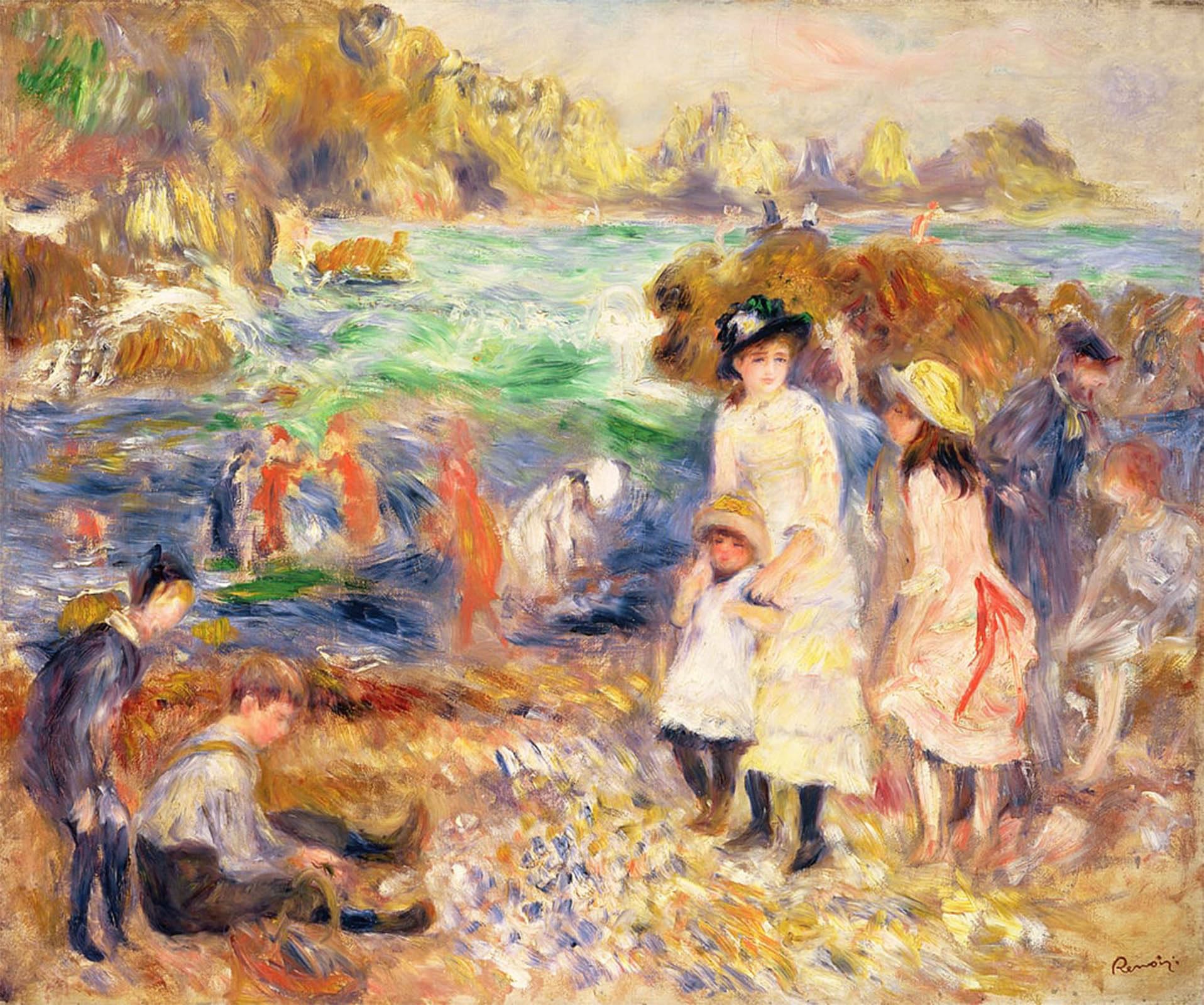 ARTXLXXBN Famous Painting Art Wall Decor Abstract Art Picture Beach Scene Guernsey by Pierre Auguste Renoir Animal Pictures for Home Decor 60x90cm