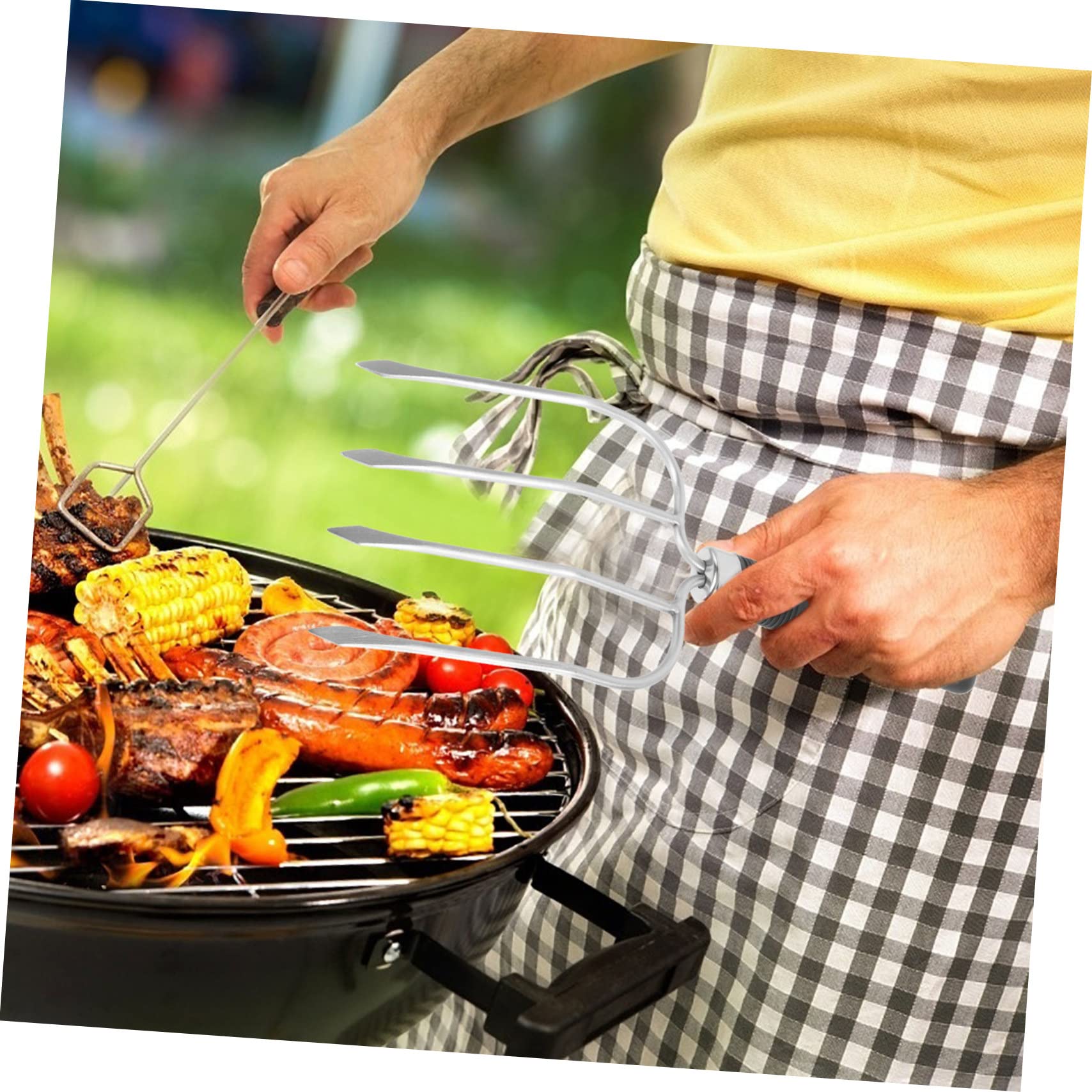 INOOMP 3piezas Tenedor De Barbacoa De Acero Inoxidable Reforzado Para Cocinar Para Asar Pescado y Aves Utensilio De Grill Para Fiestas y Reuniones Familiares