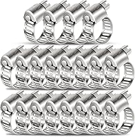 Vista 20 de Abrazadera de manguera, paquete de 10 abrazaderas de manguera de acero inoxidable, ajustables de 1-1/4 pulgadas a 2-1/4 pulgadas, abrazaderas