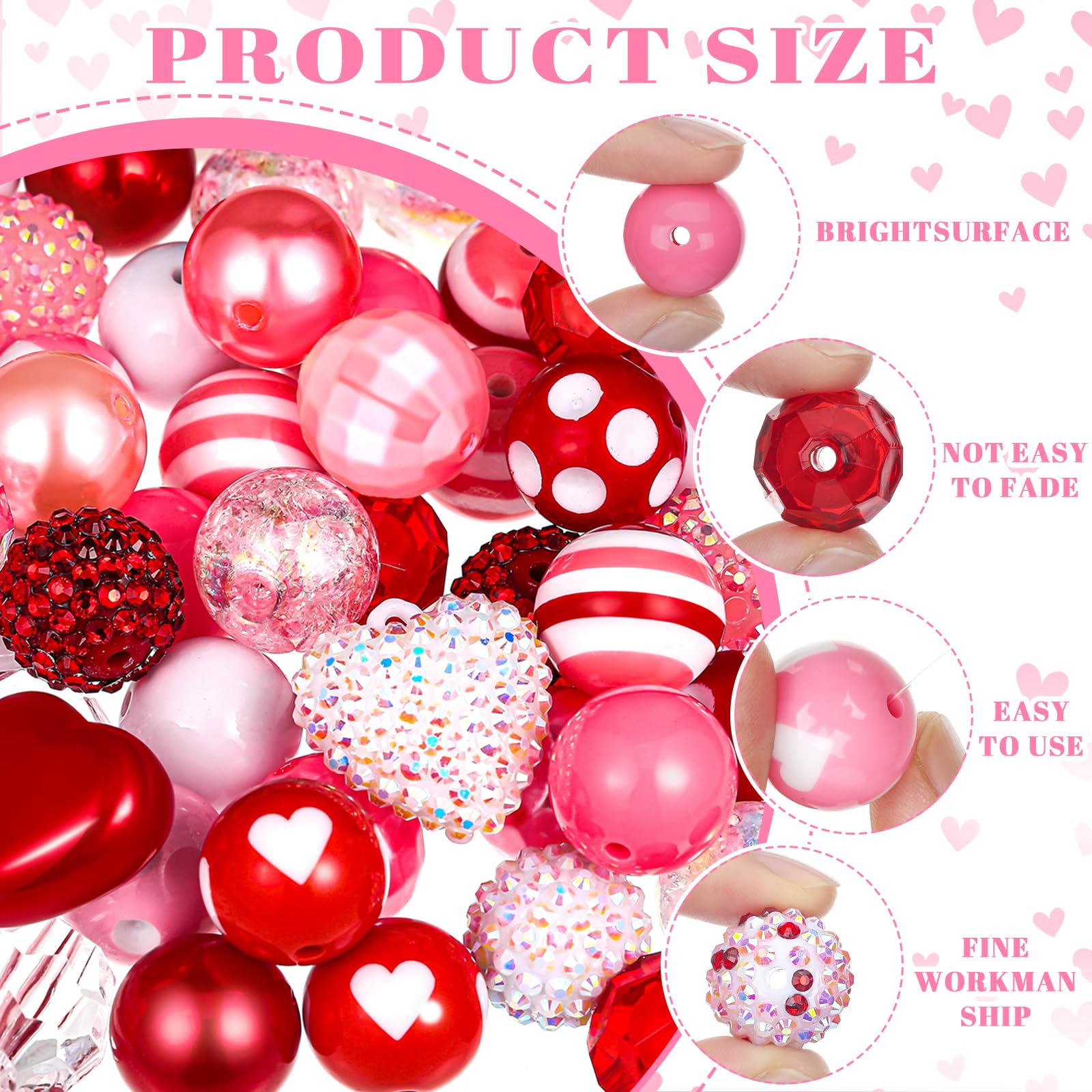 Poen 100 Pcs Halloween Bubblegum Beads - 20mm Chunky Acrylic Rhinestone Beads For DIY Jewelry Making, Crafts, And Decor