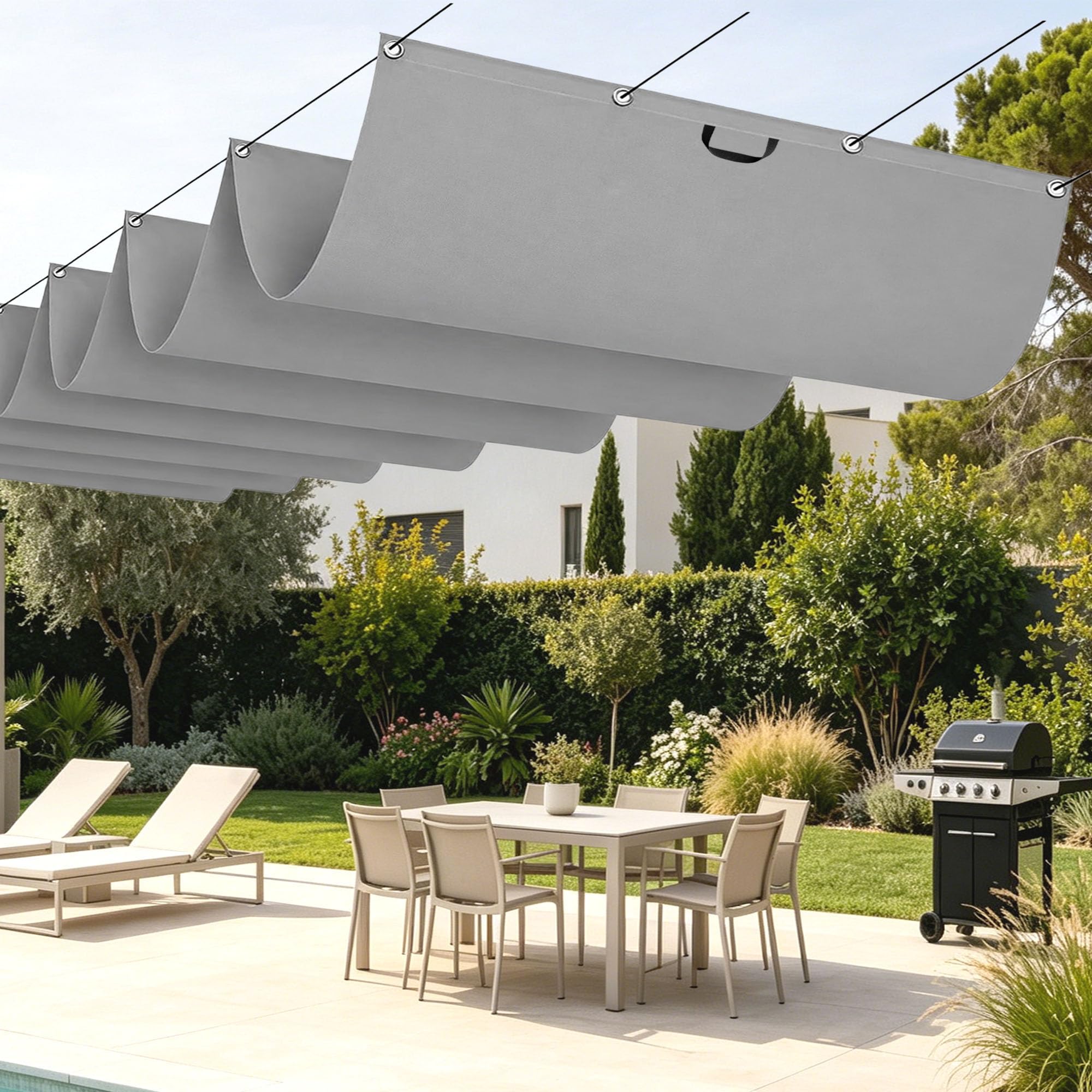 Voile ombrage rétractable contre la chaleur et les UV sur votre terrasse