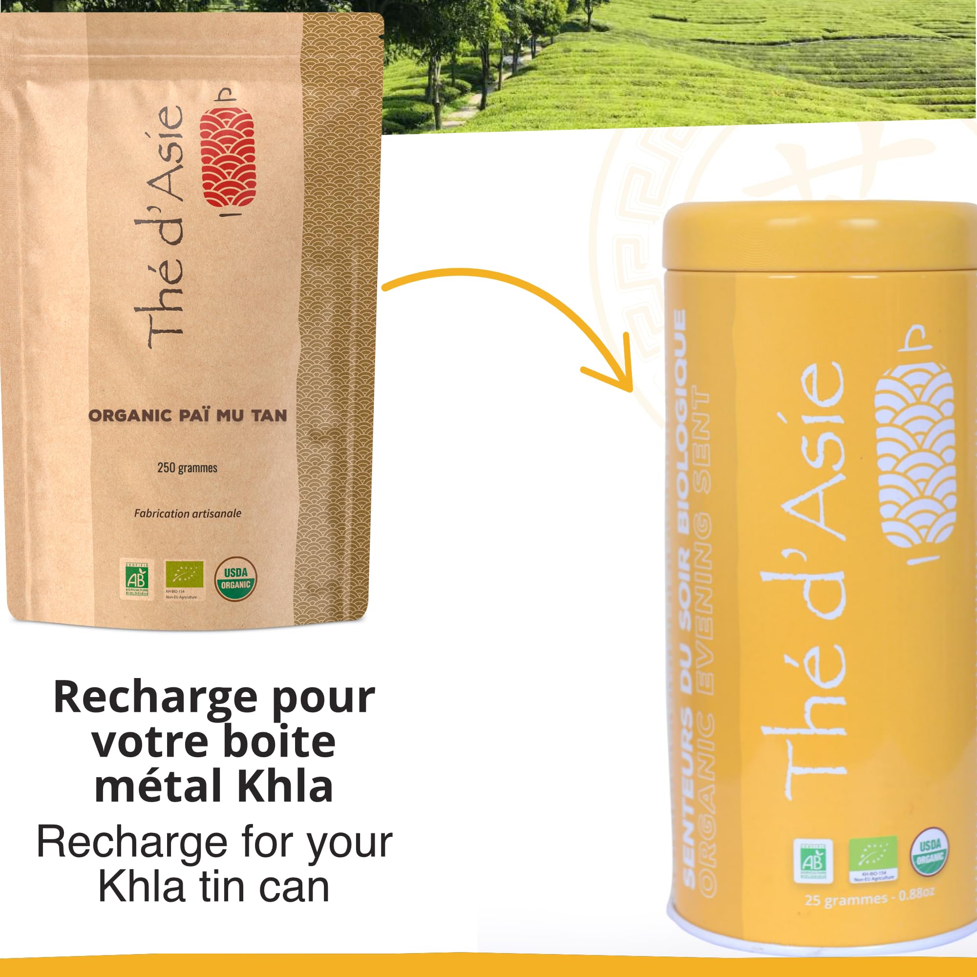 Té blanco Paï Mu Tan Té blanco orgánico de China a granel - 250 g -Agricultura ecológica certificada - Thé d'Asie de KHLA