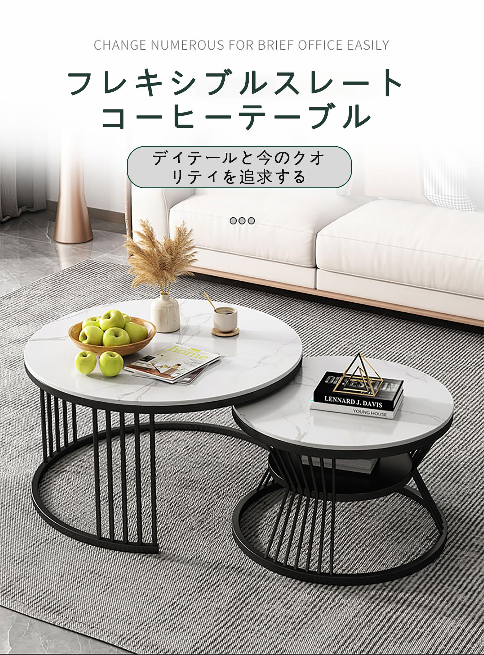 ツートーン木目 ストーン調 コーヒーテーブル 二層構造 ハンドメイド 高級 家具 Amazon｜モダンなシンプルなスレートコーヒーテーブルコンビネーション