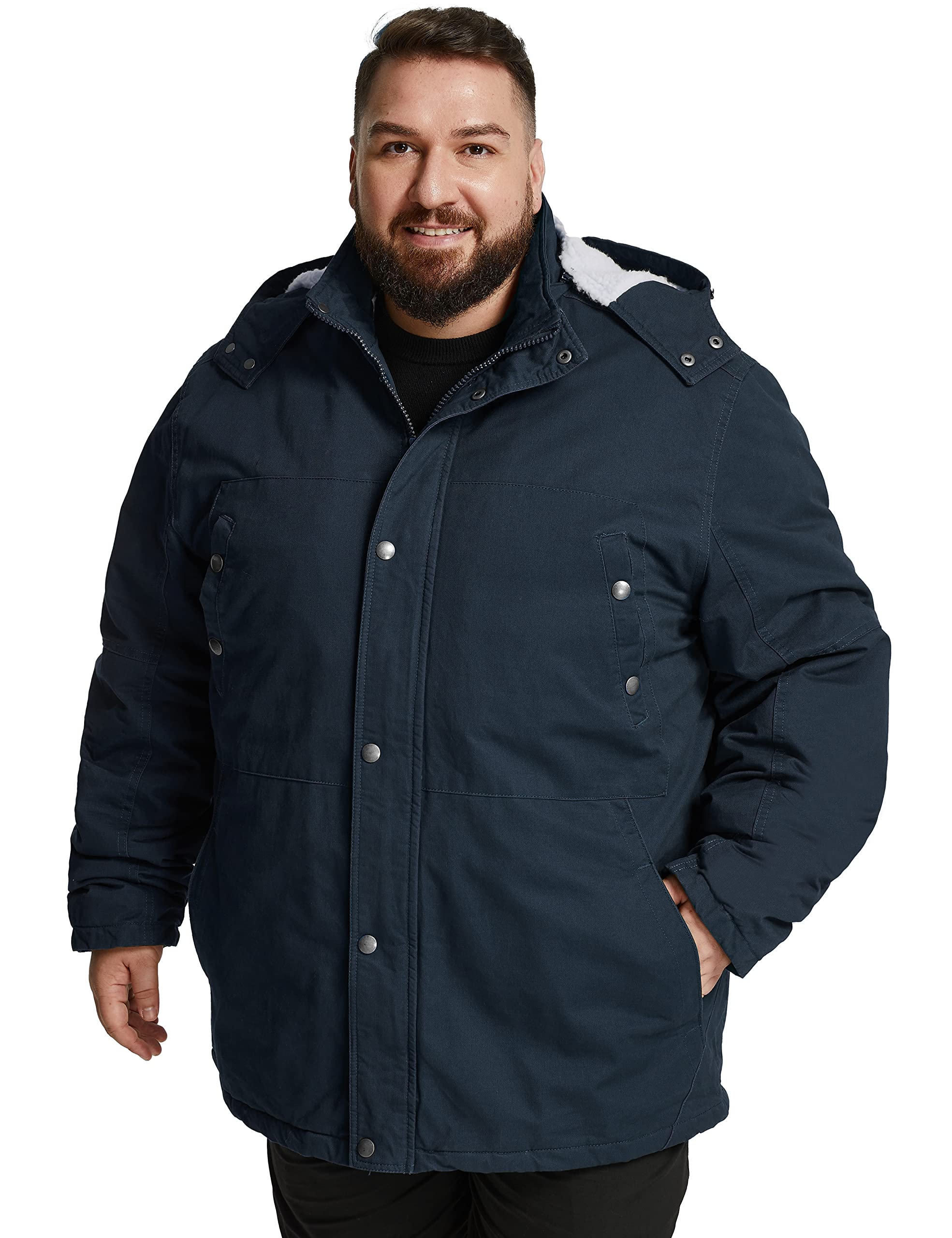 soularge men's big and tall military winter warm sherpa lined parka jacket with hood. size 4xl