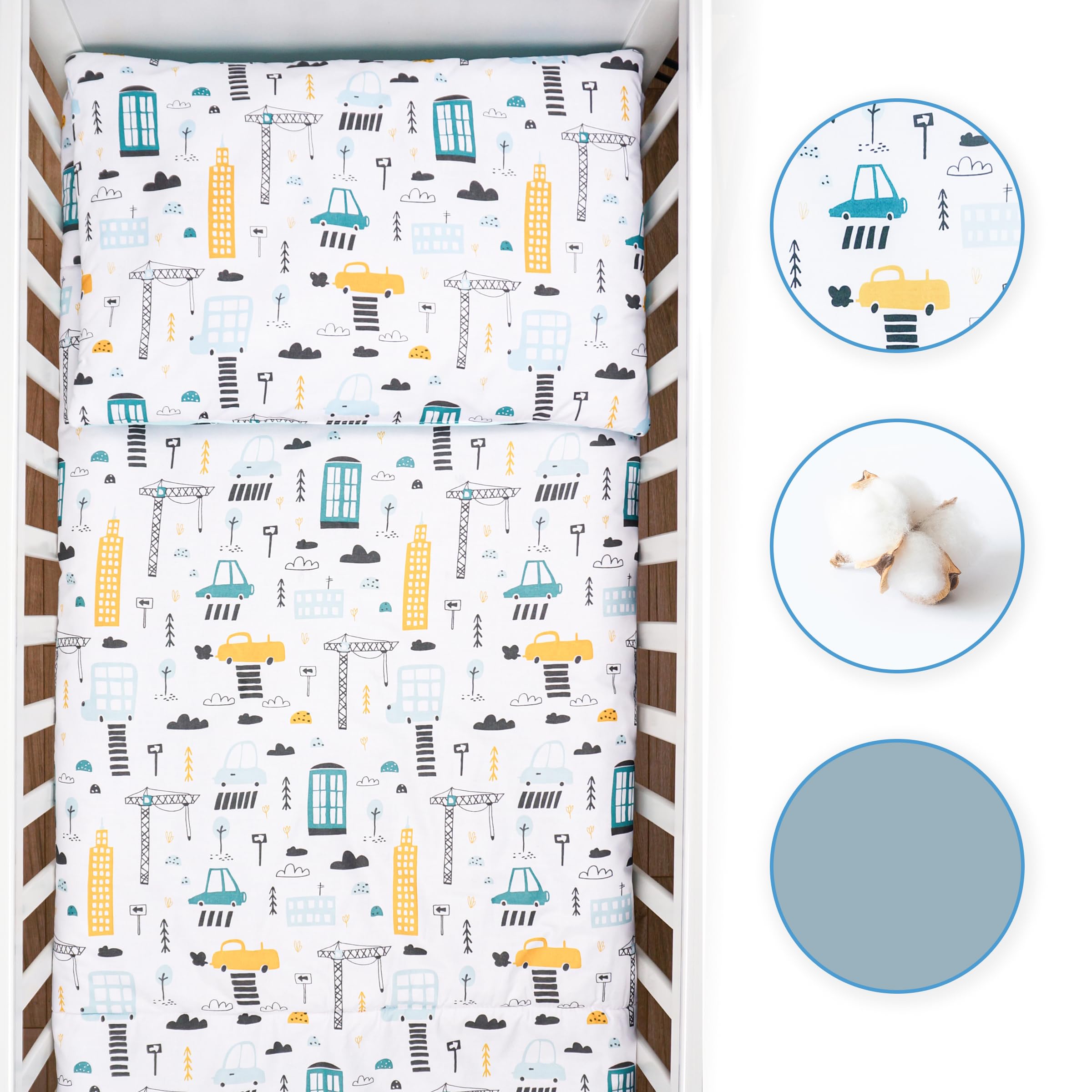 Baby Comfort Set piumino e cuscino, 2 pezzi, set di biancheria da letto per lettino, culla (12 mesi+)