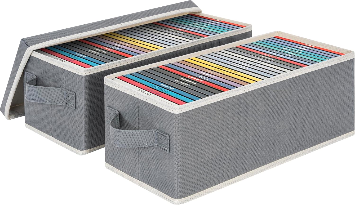 CD Storage Case 2 Pack, Large Capacity - 14.1" x 5.5" x 6.3", Each Case Holds 35 CDs (Total of 70 CDs), Protective Lid with Carrying Handles on Both Sides, White