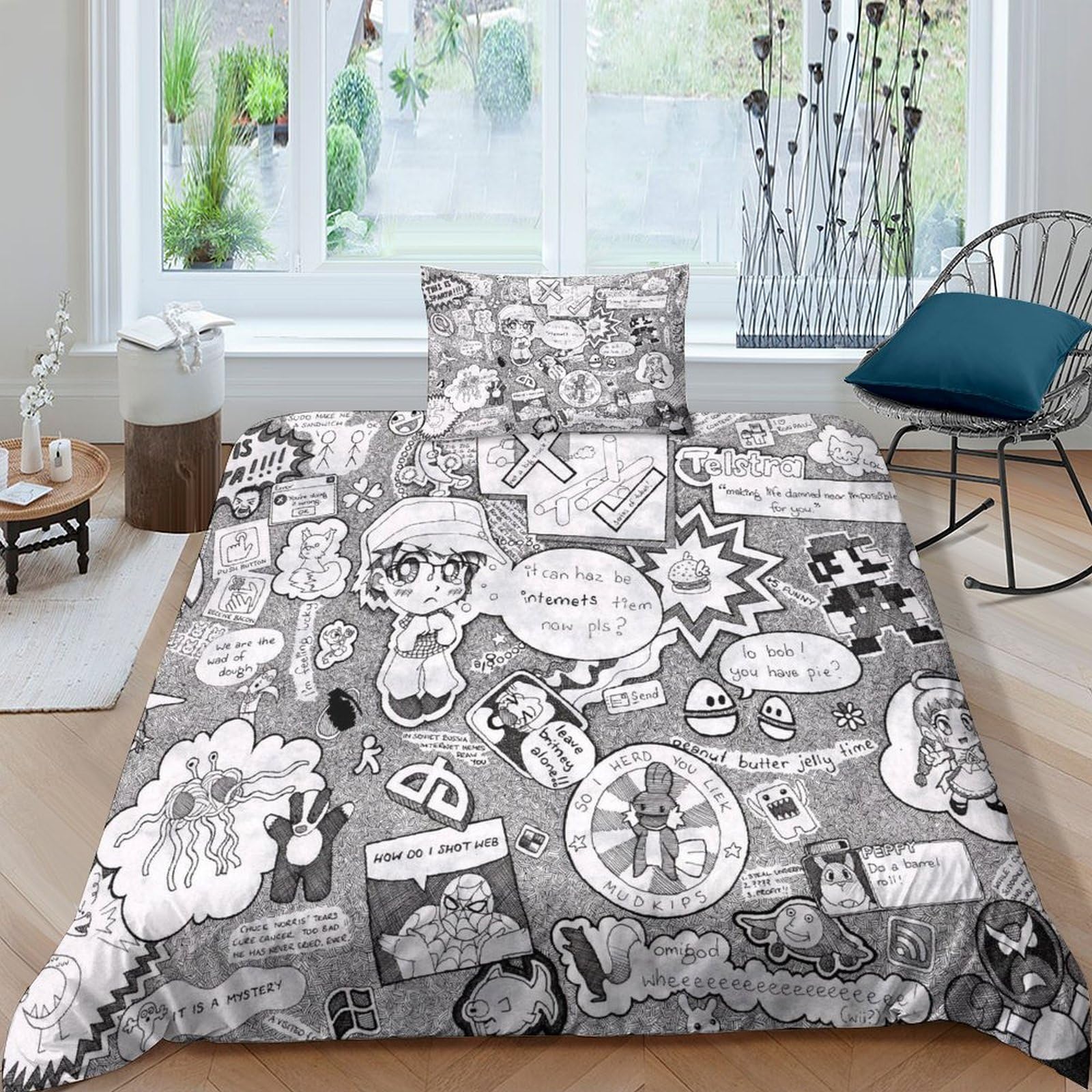 Funda nórdica infantil de cómic 135x200 con cremallera y 2 fundas de almohada