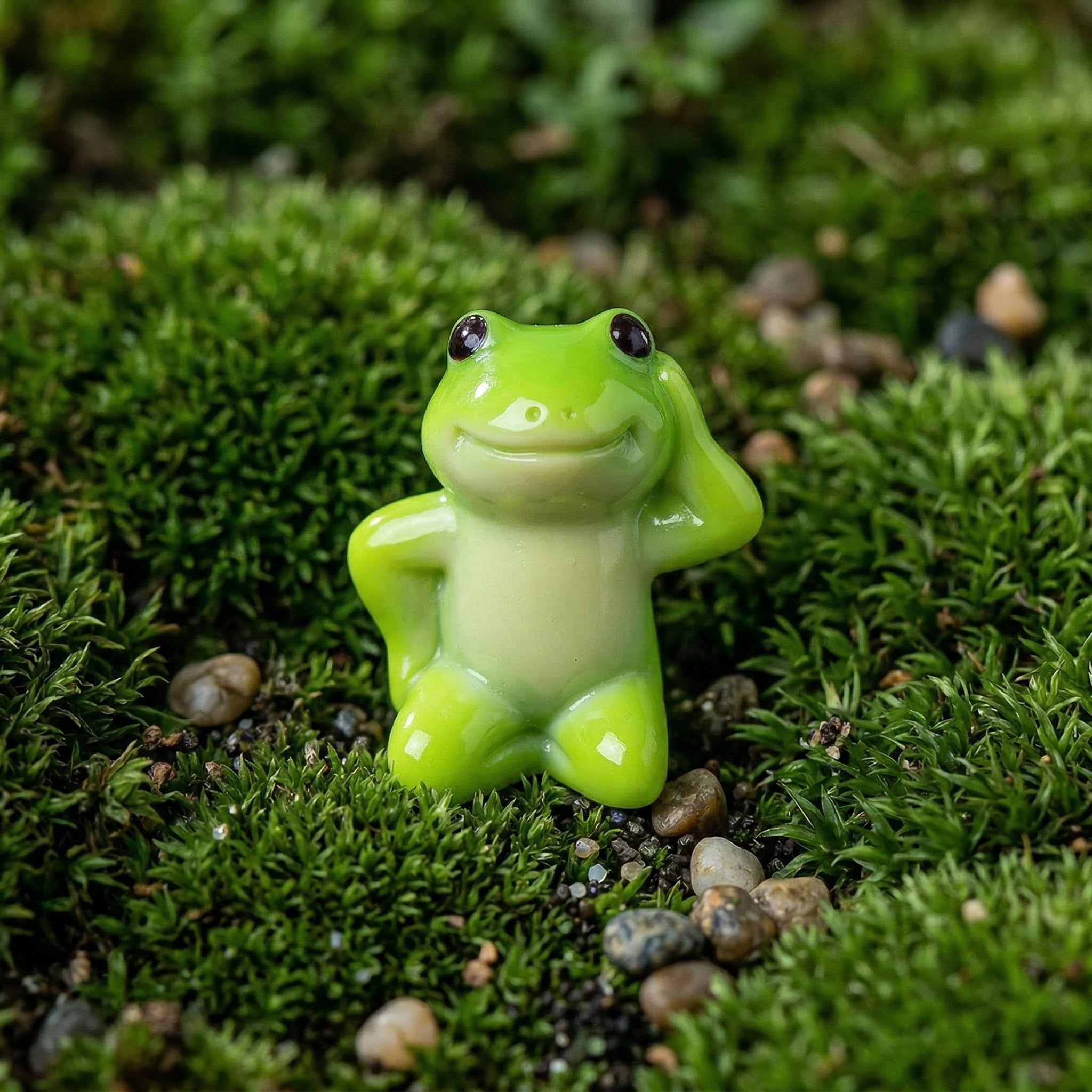 ZOUYIWET 6PCS Cute Frog Figurines, Mini Resin Frog Decor for Computer Monitor, Car Dashboard, Desk, Bookshelf, TV Stand and Home Office Decoration view 4