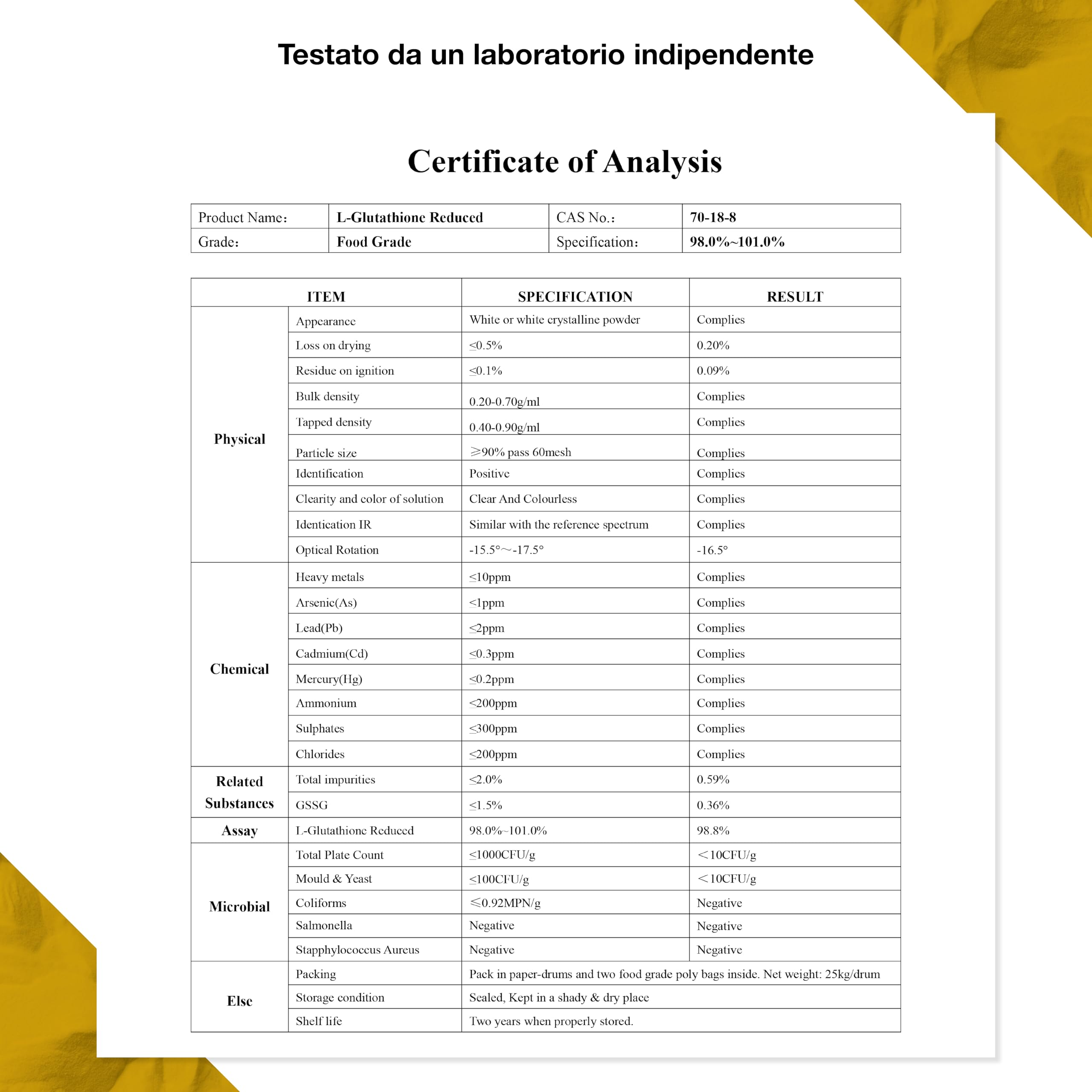 L-Glutatione 160 capsule 500 mg altamente dosato e ridotto al 98% + vitamina C con pillola inclusa, riserva da 5 a 6 mesi, L-glutatione bioattivo vegano senza additivi, testato in laboratorio