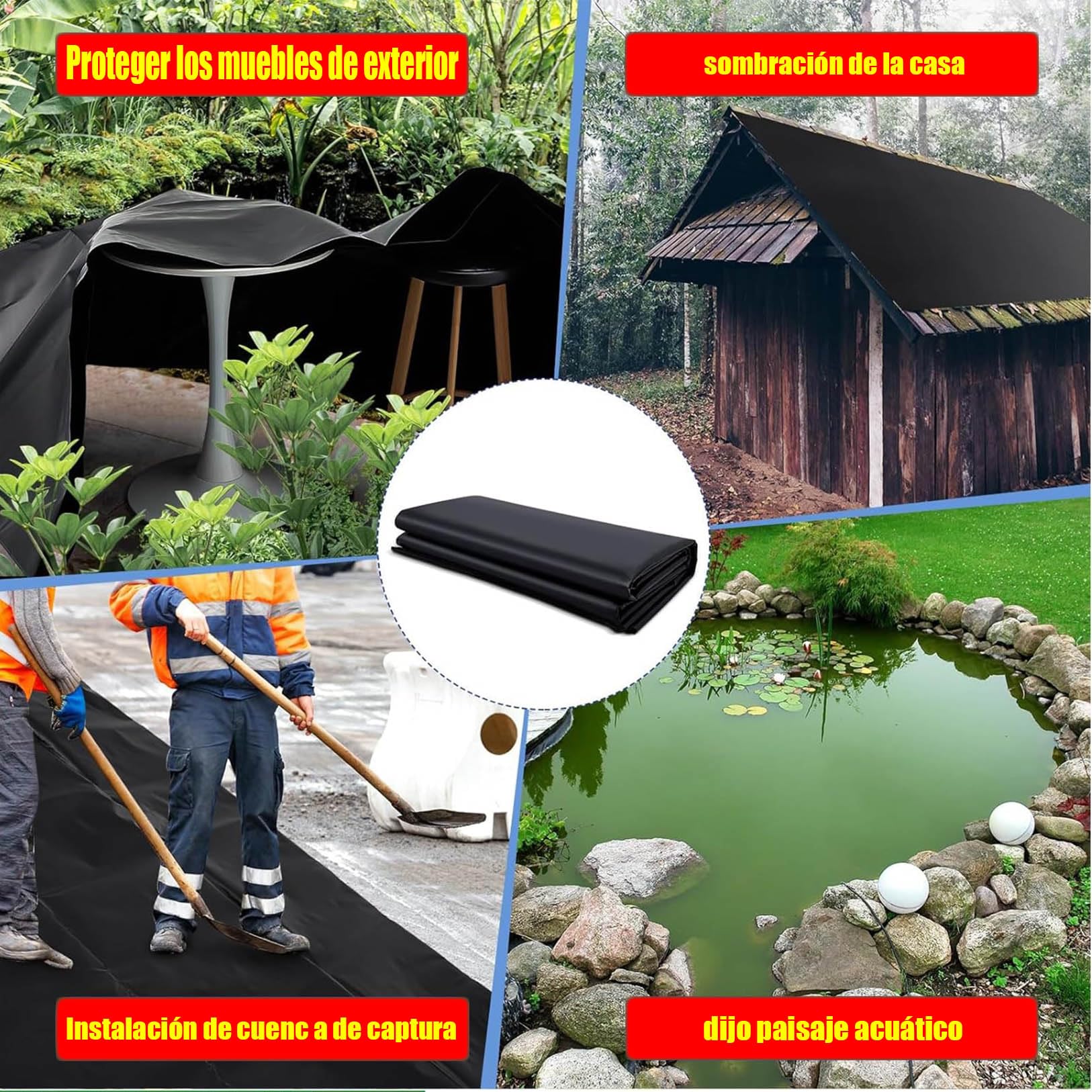 Estanque Prefabricado Grande, Lona para Piscina y Jardín, Revestimiento Duradero para Fuentes, Arroyos y Cascadas