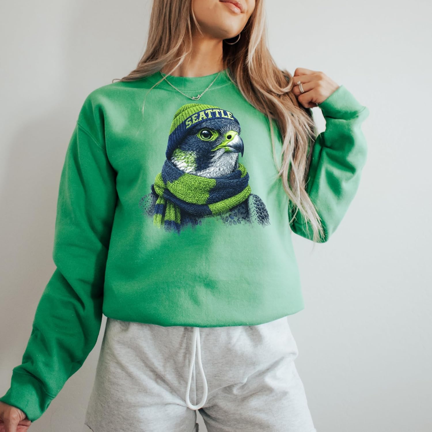 Seattle Football Mascot Sweatshirt | Cozy Unisex Crewneck Falcon Design | Game Day Pullover for Men and Women - Image 5