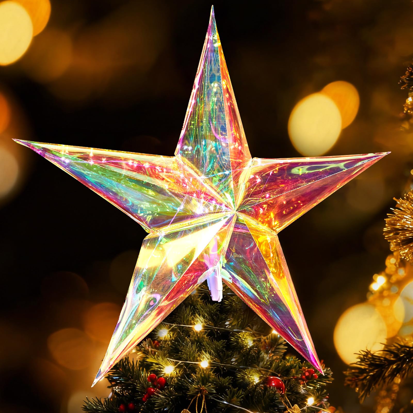 24" Large Colorful Moravian Star Lights Iridescent Christmas Stars — image 1