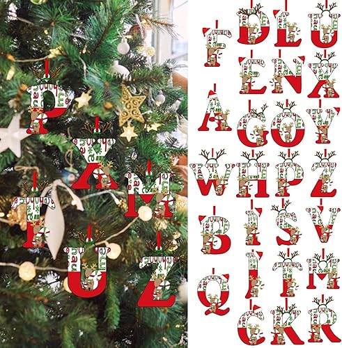 Miniatura 2 de Decoración colgante para árbol de Navidad de 26 letras, adornos para árbol de Navidad, adornos personalizados de 26 letras, decoración de Navidad,