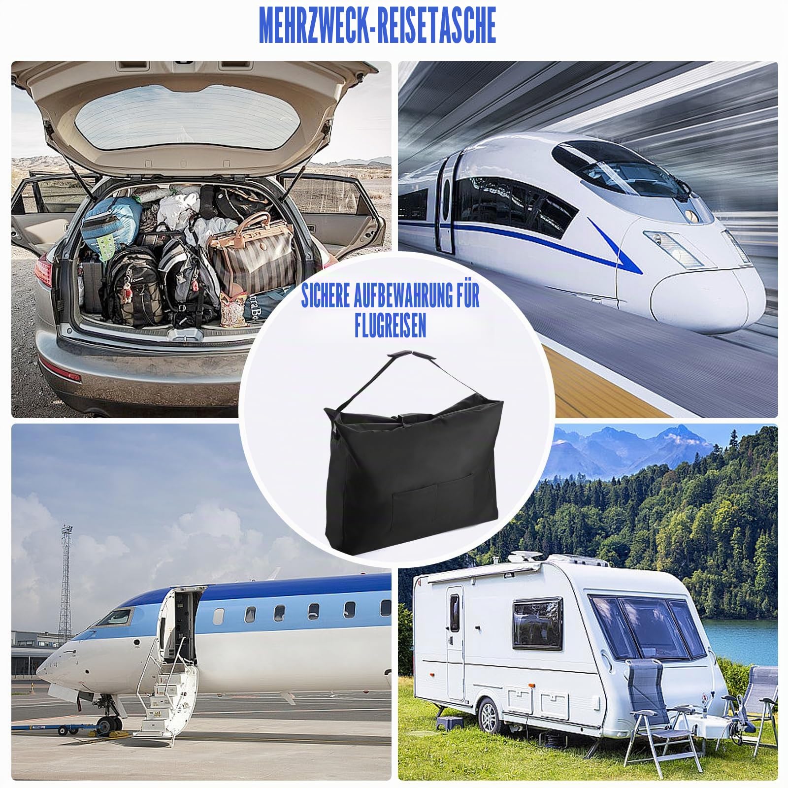 DOCEPERT Rollstuhl Transporttasche, extra große 840D-Rollstuhl-Reisetasche, Tragetasche mit gepolsterten Gurten für Faltbare Rollatoren, Transportstühle, Auto- und Flugzeugreisen gemäß 94x74x36cm