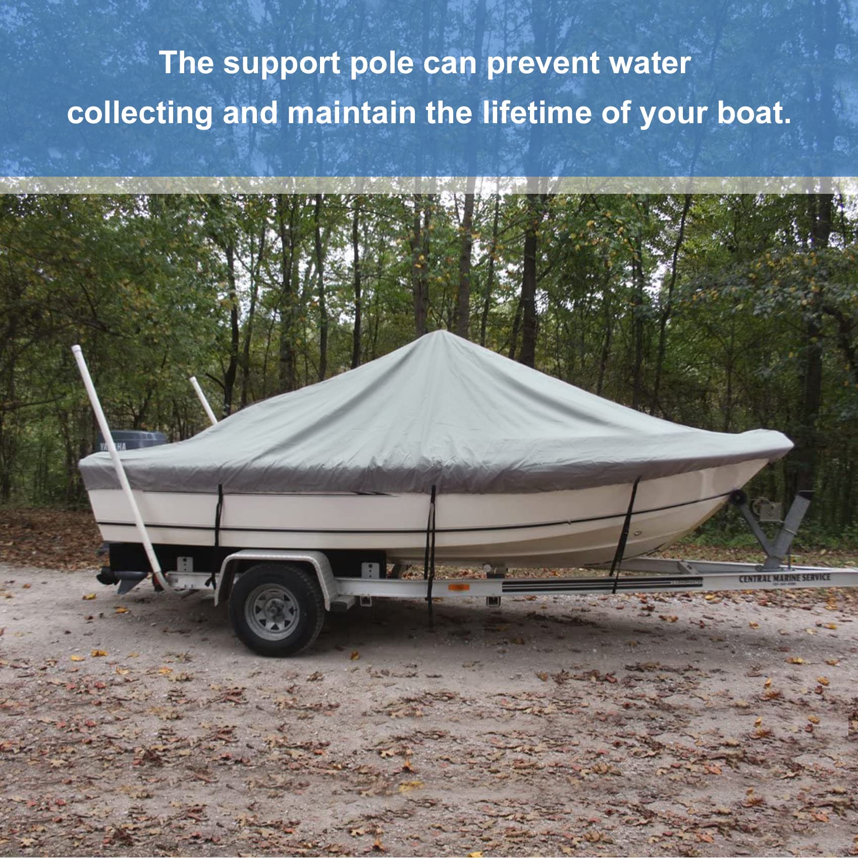 Explore Land Adjustable Boat Cover Support Pole with Straps for V Hull Boat Jon Boat Pontoon Boat