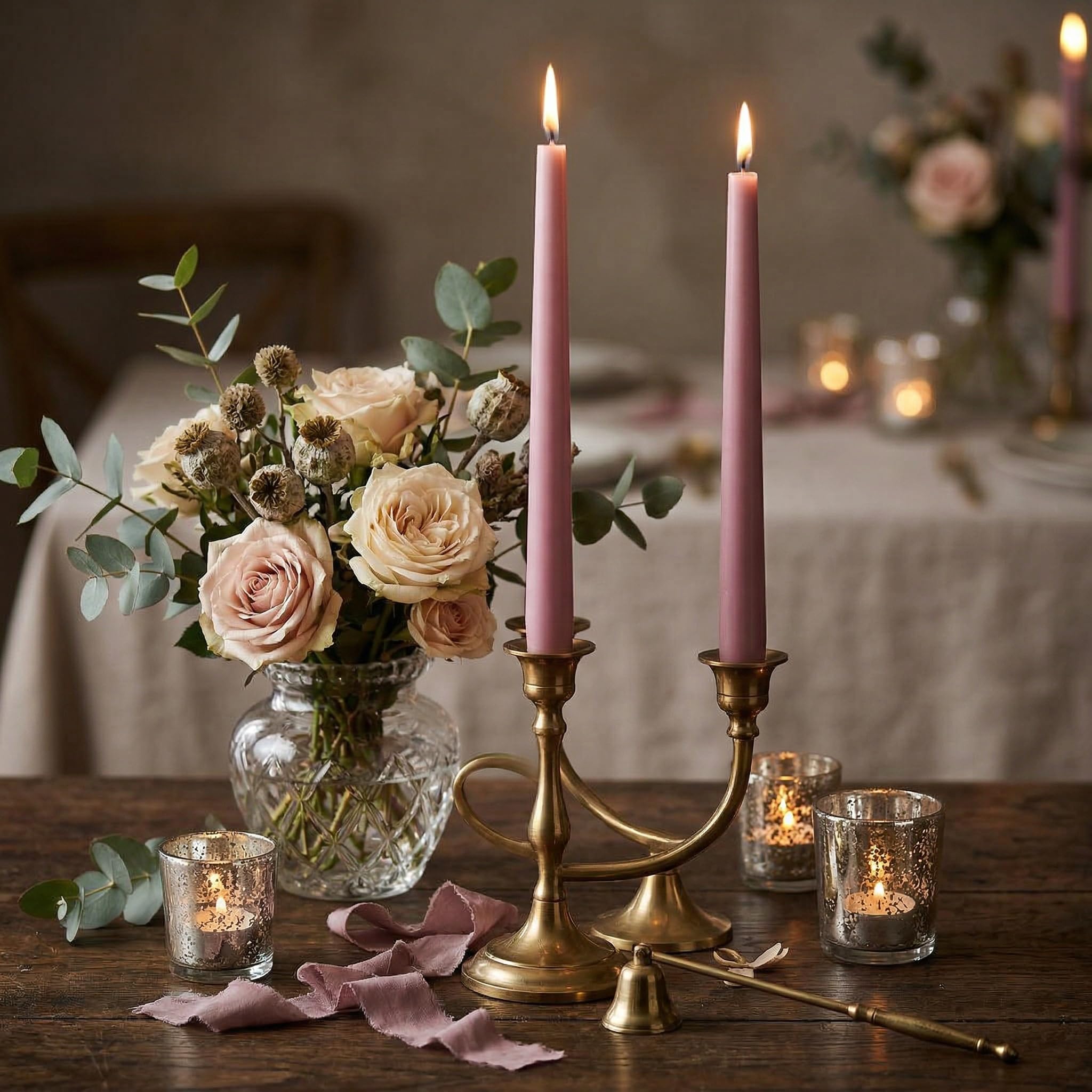 Eleganti candele a punta 250 x 23 mm, candele da tavola di alta qualità e decorazione da tavolo, antigoccia, inodore, durata 8 ore, certificazione RAL, Made in Germany (pesca, confezione da 12)