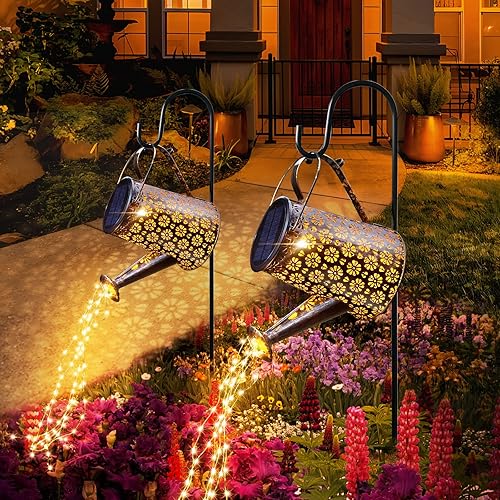 Miniatura 5 de Regadera solar para exteriores con luces, decoración de jardín, grandes faroles solares colgantes, impermeables, LED, decorativas, retro, de metal,