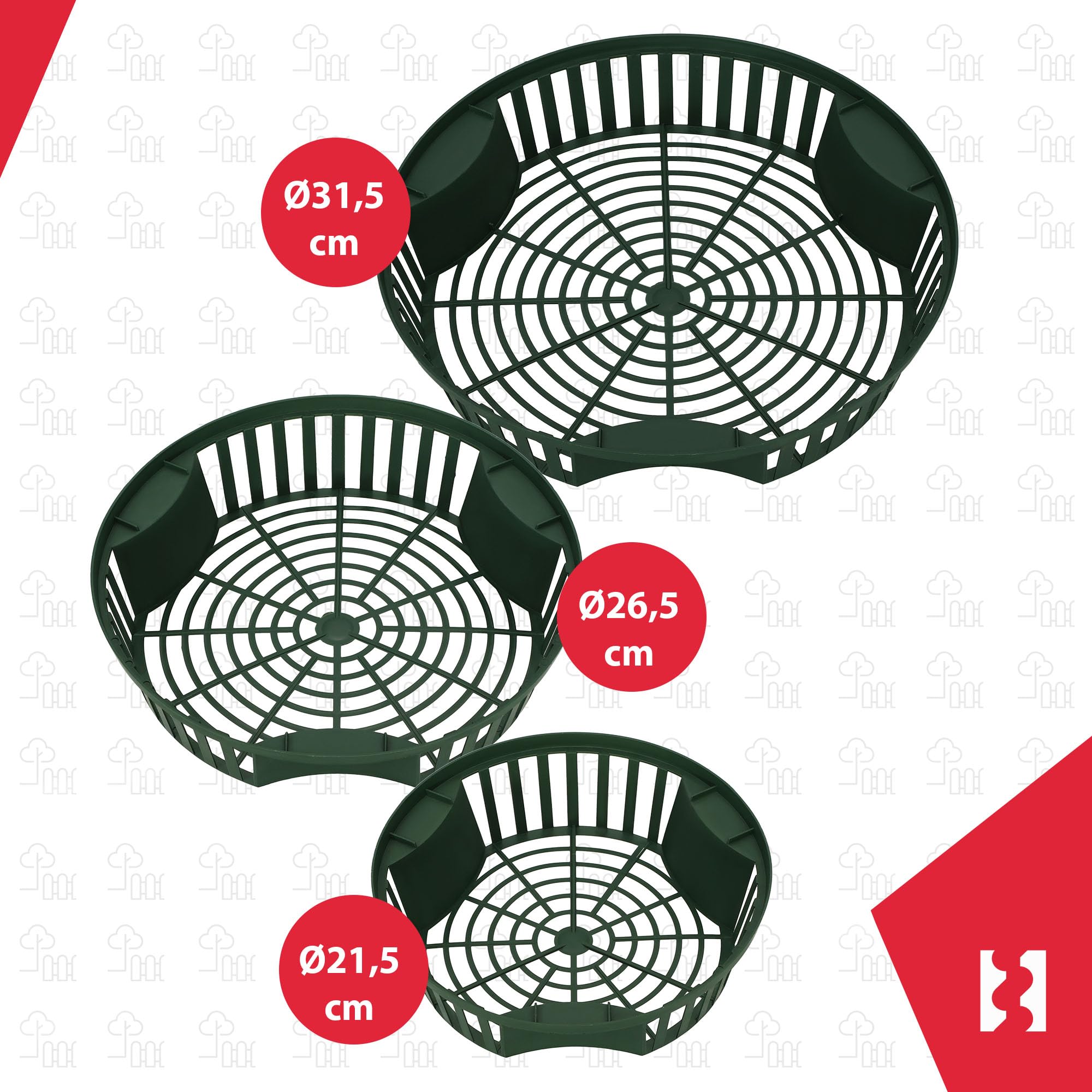 KOTARBAU® Set 10 Unidades Cesta para Bulbos - Plástico - ⌀ 265 mm - Verde - Bandeja para Plantar Bulbos de Flores - Tulipanes - Narcisos - Organizador Jardín - Reutilizable