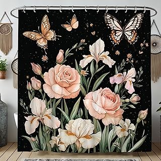 Floral Shower Curtain, Watercolor Peach Peach White Flowers Shower Curta...