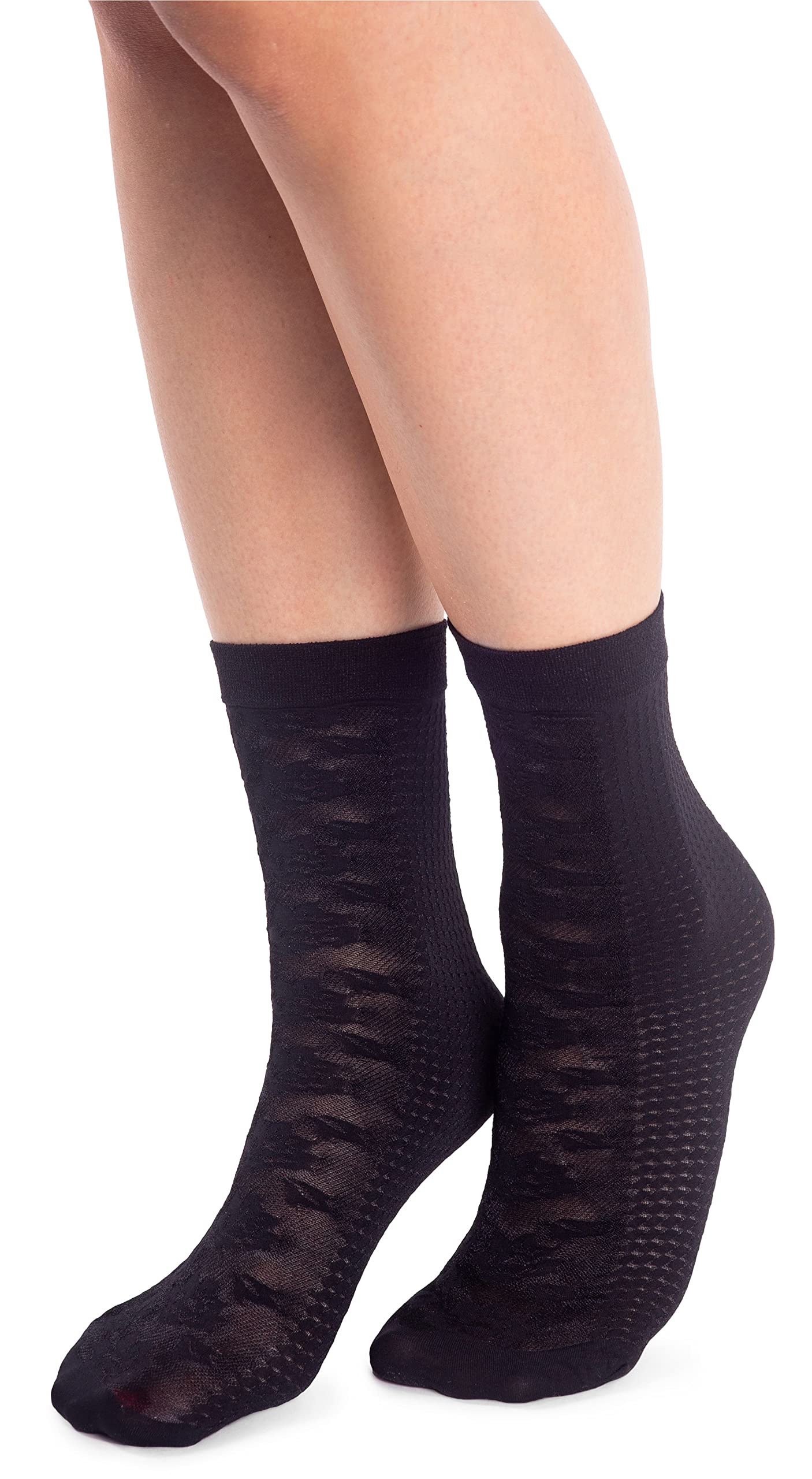 Noq Women's Grazie Nero Fashionable Patterned Socks Fancy Stockings Sheer Pop Free Size,